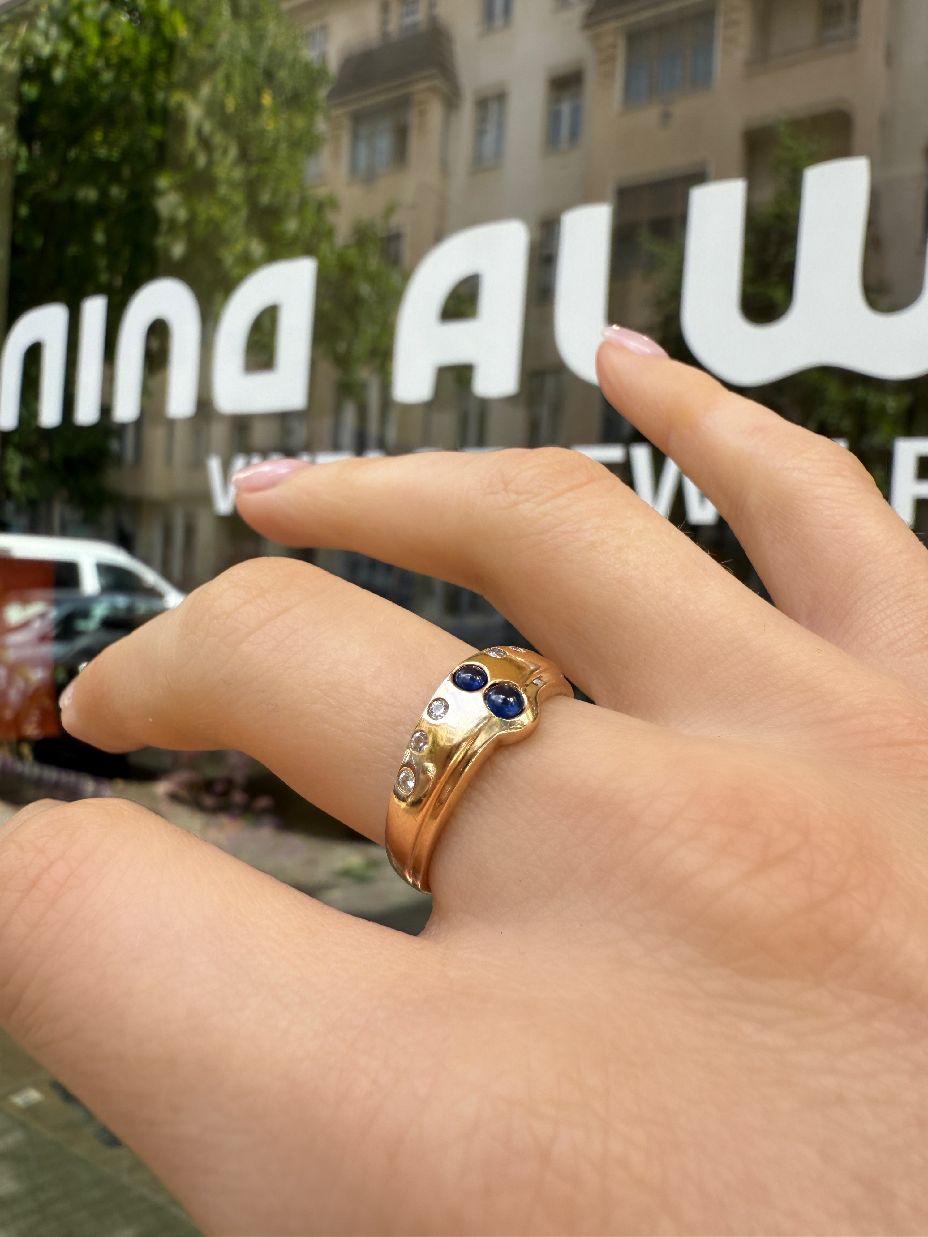 #1077 8k RIng mit Saphir & Zirkonia - RG 58