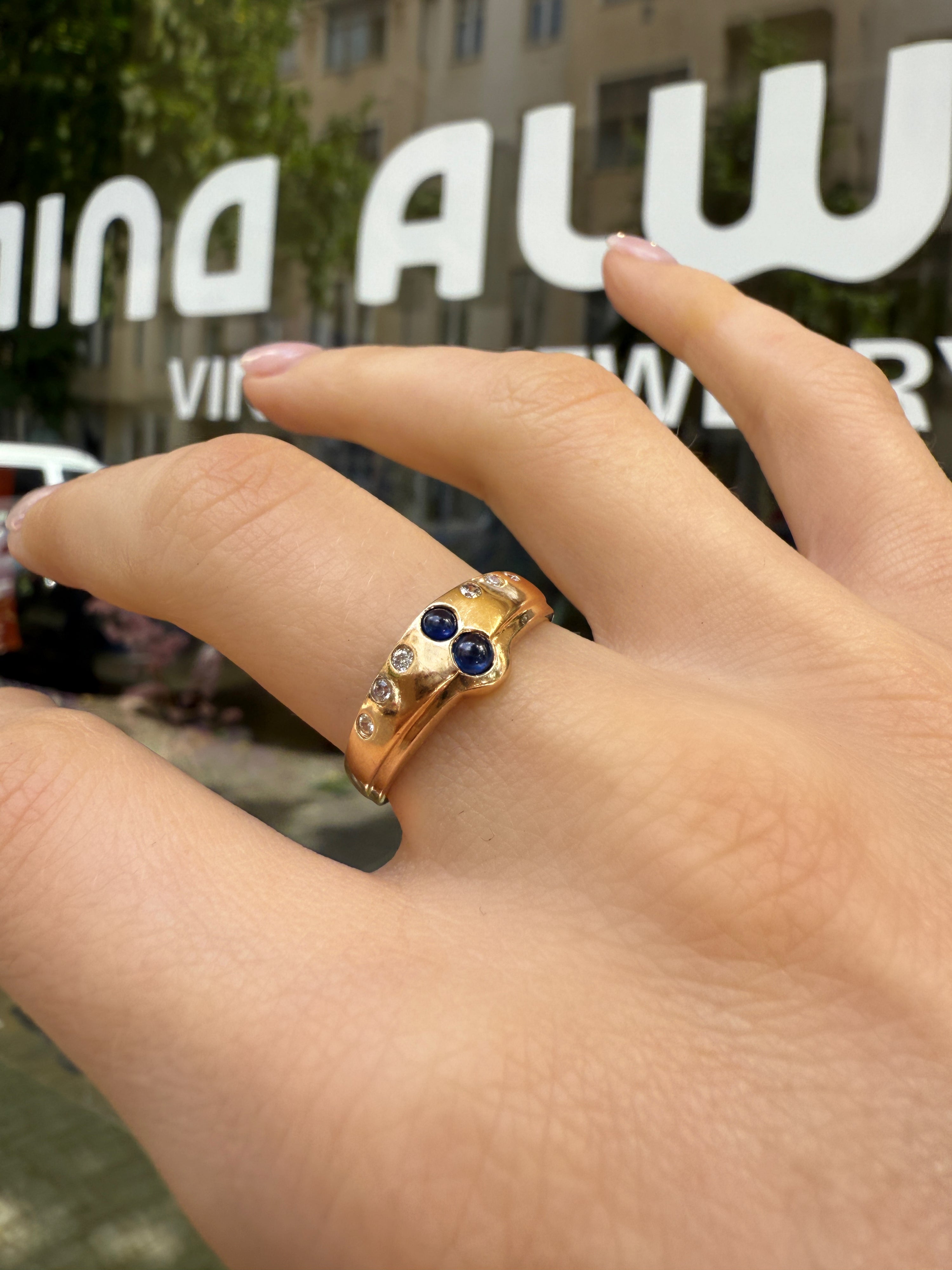 #1077 8k RIng mit Saphir & Zirkonia - RG 58