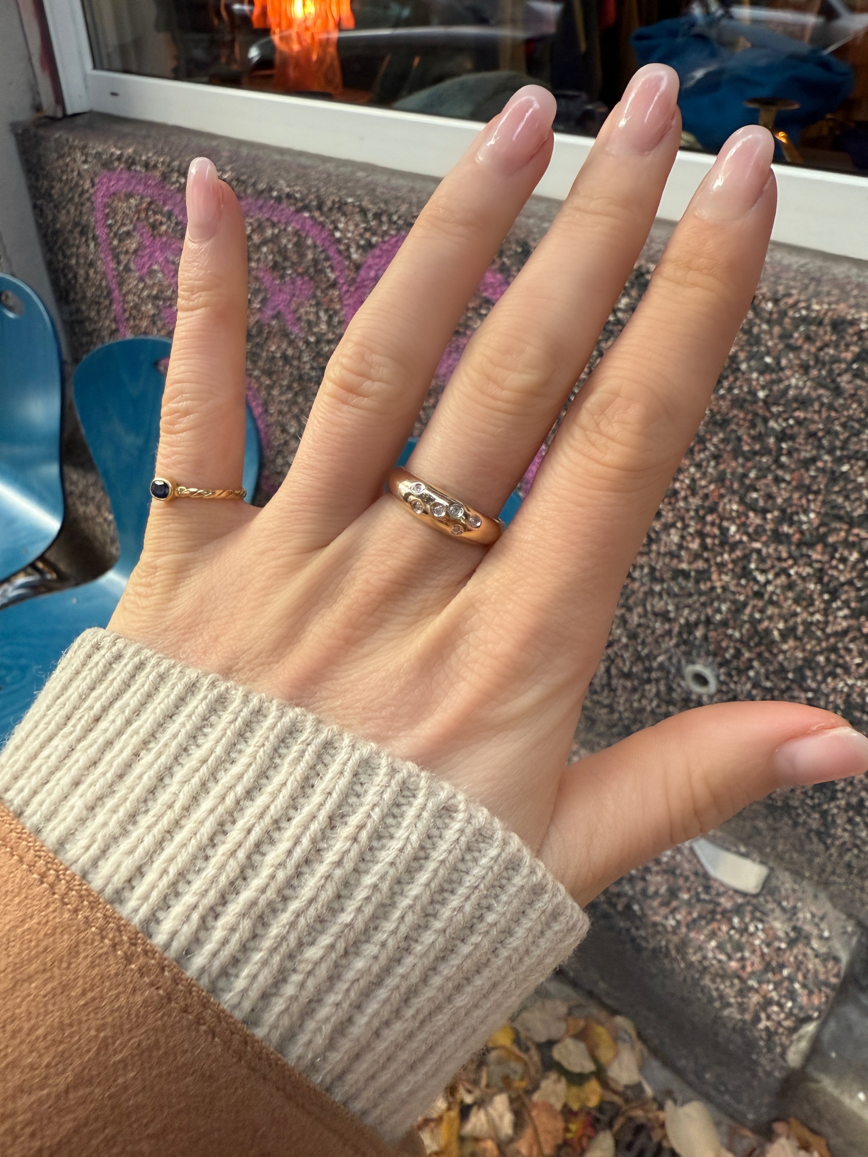 #123 14k Ring mit 6 Diamanten - RG 56