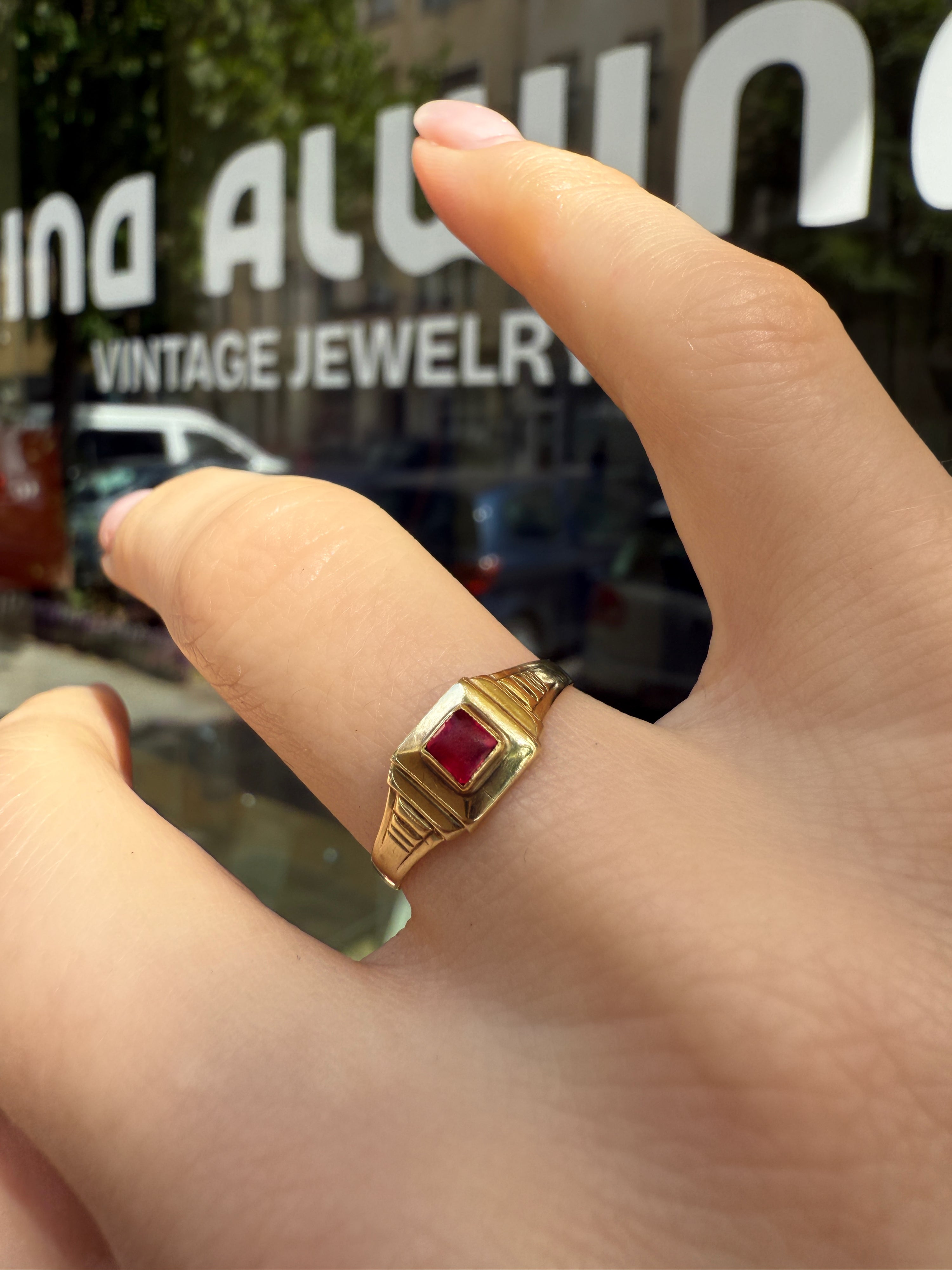 #1067 8k Ring mit Rubin - RG 53
