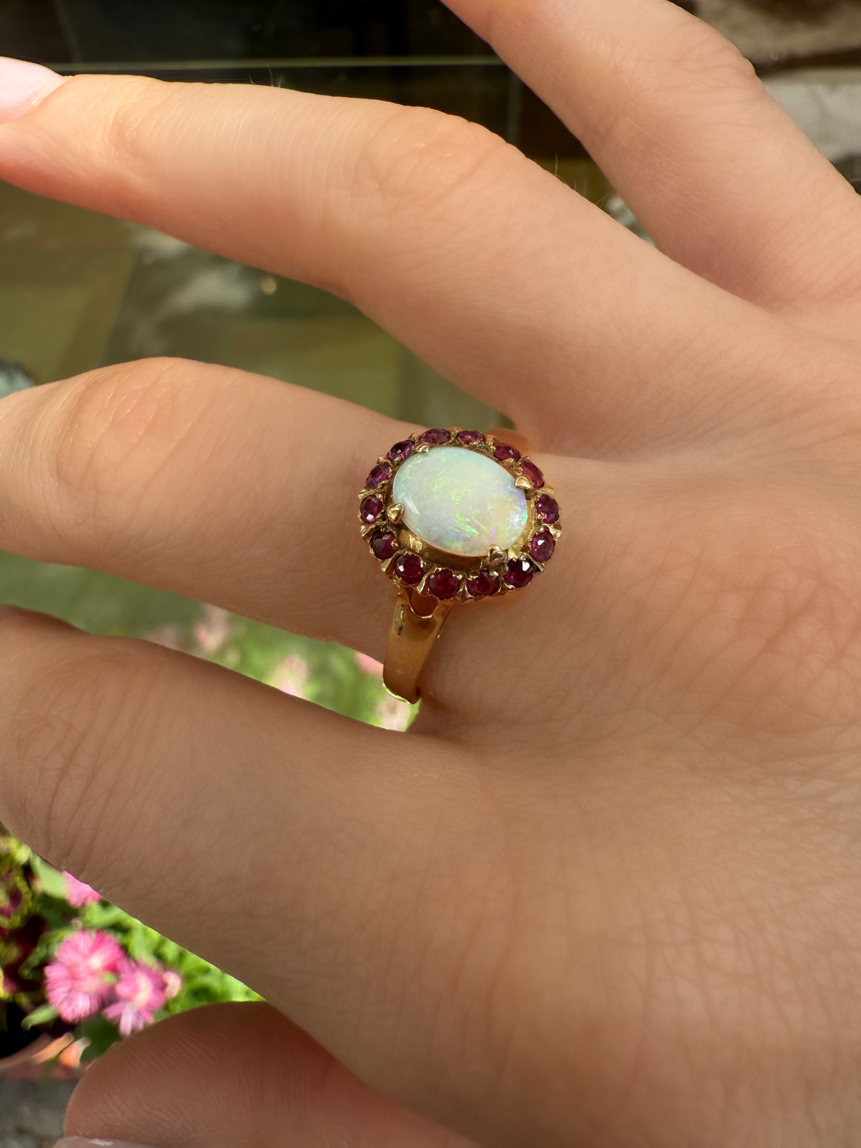 #1058 8k Ring Opal & Rubinen - RG 63