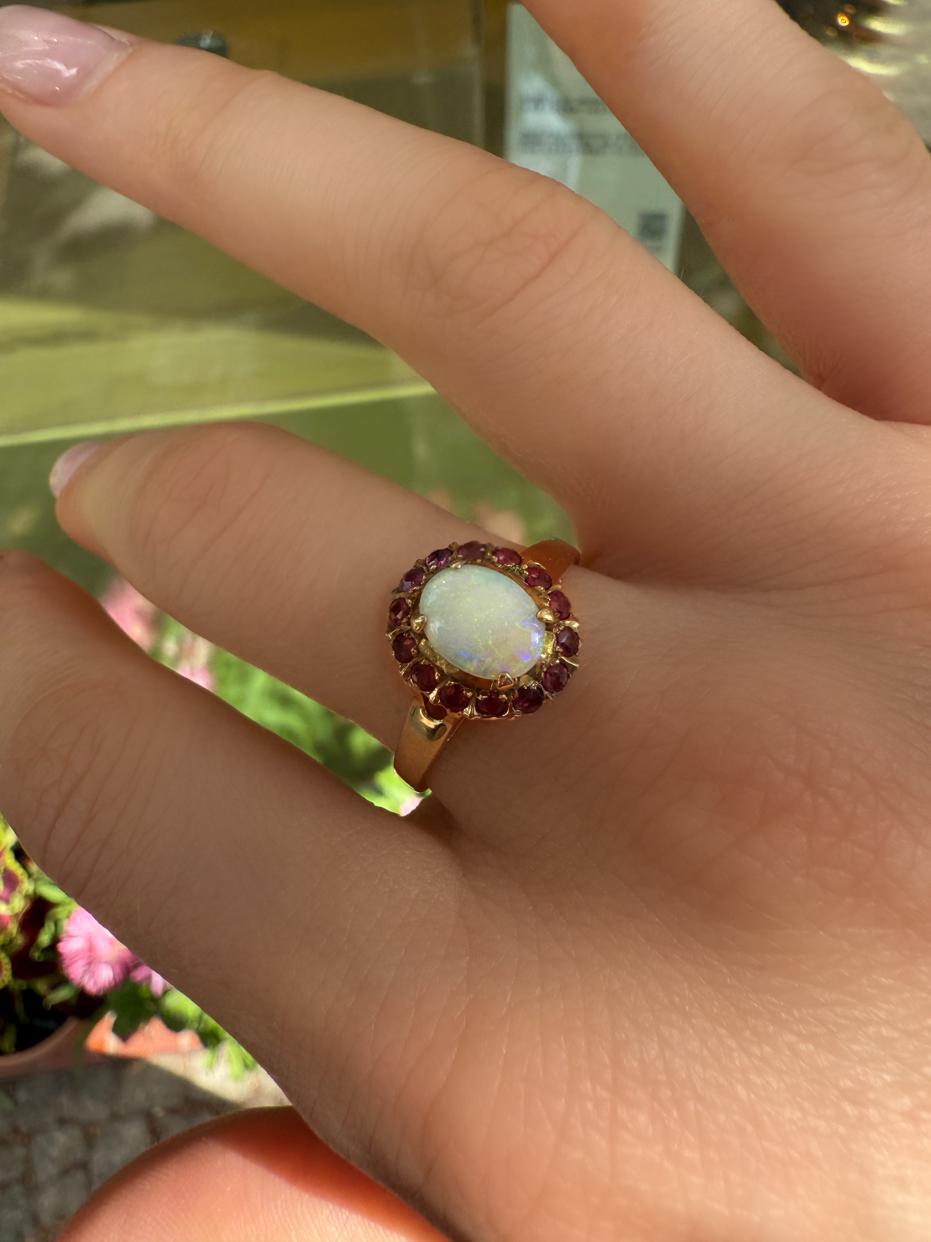#1058 8k Ring Opal & Rubinen - RG 63