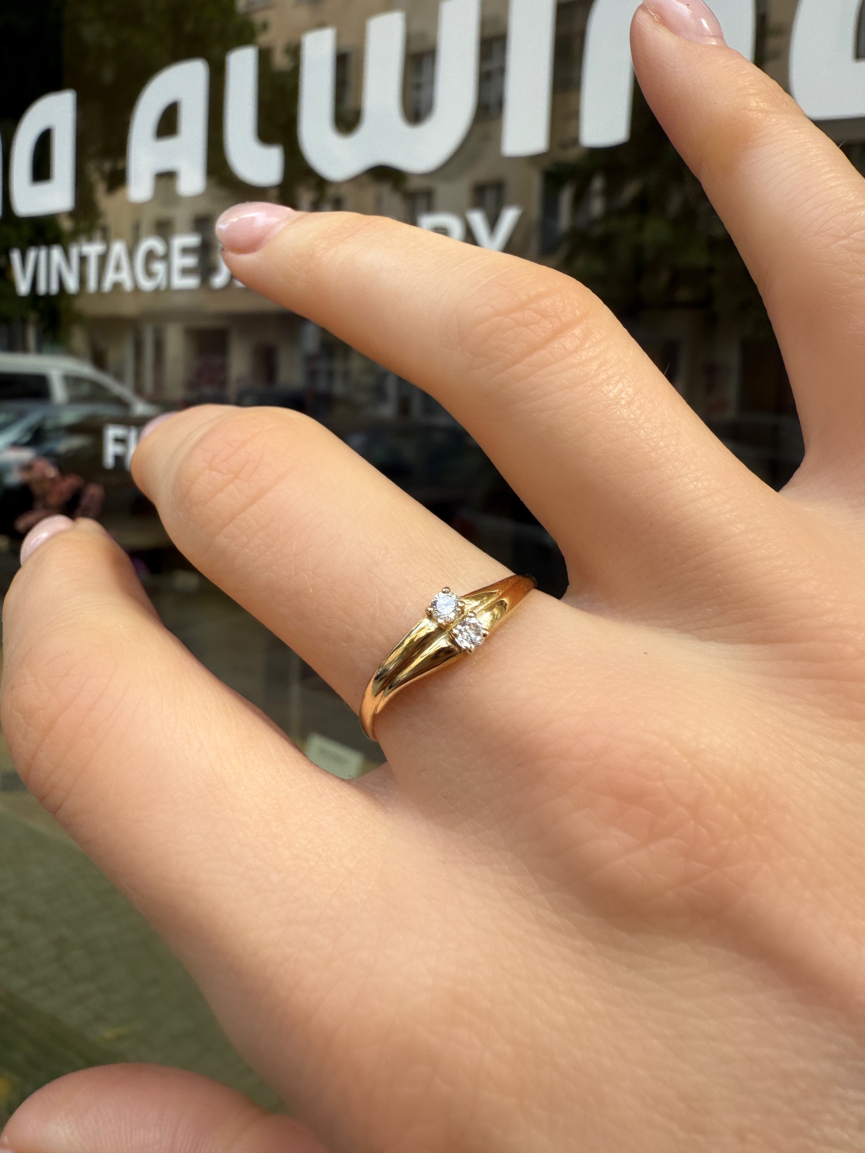 #1076 14k Ring mit Zirkonia - RG 60