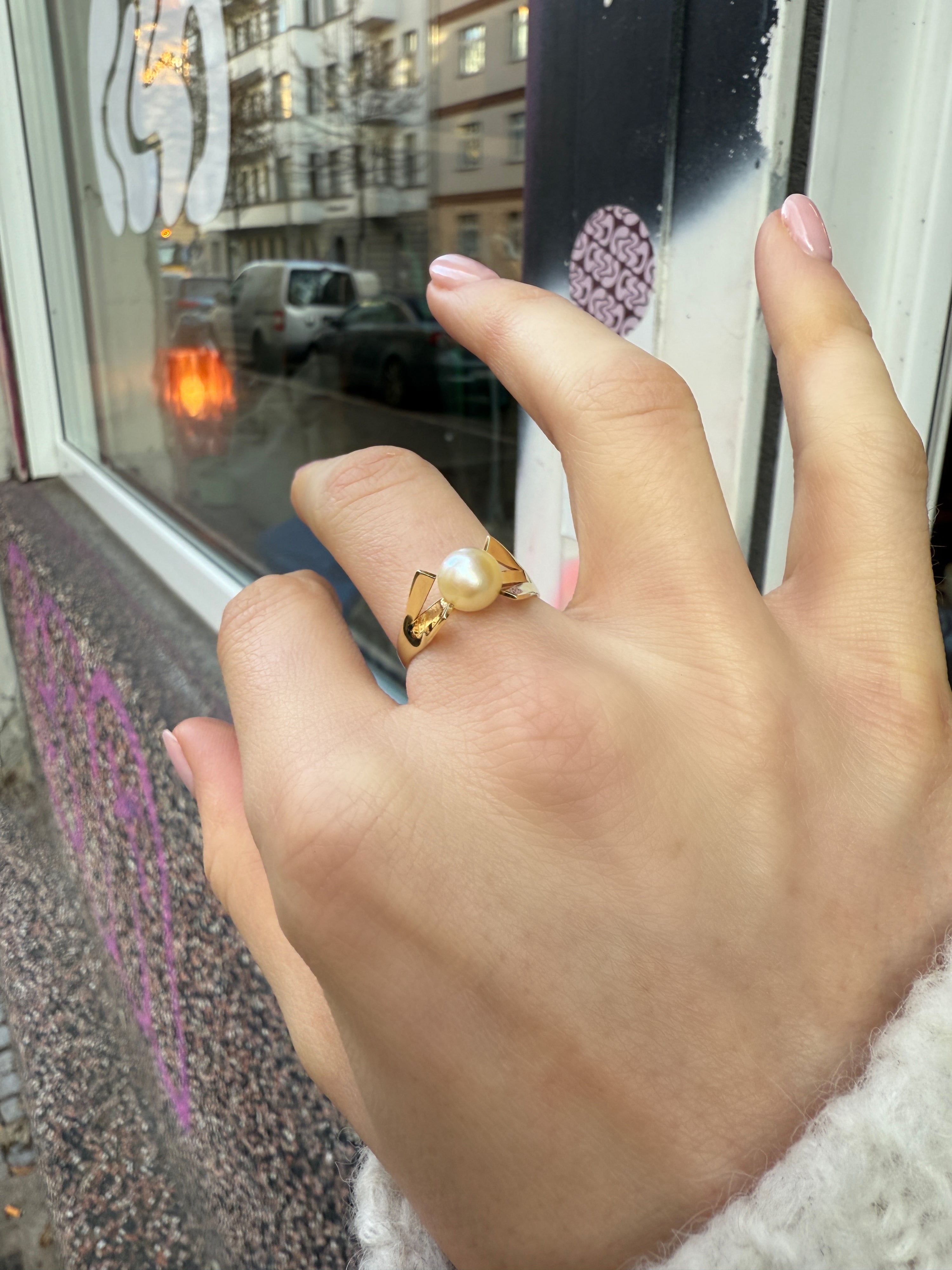 #499 8k Ring mit Perle - RG 56