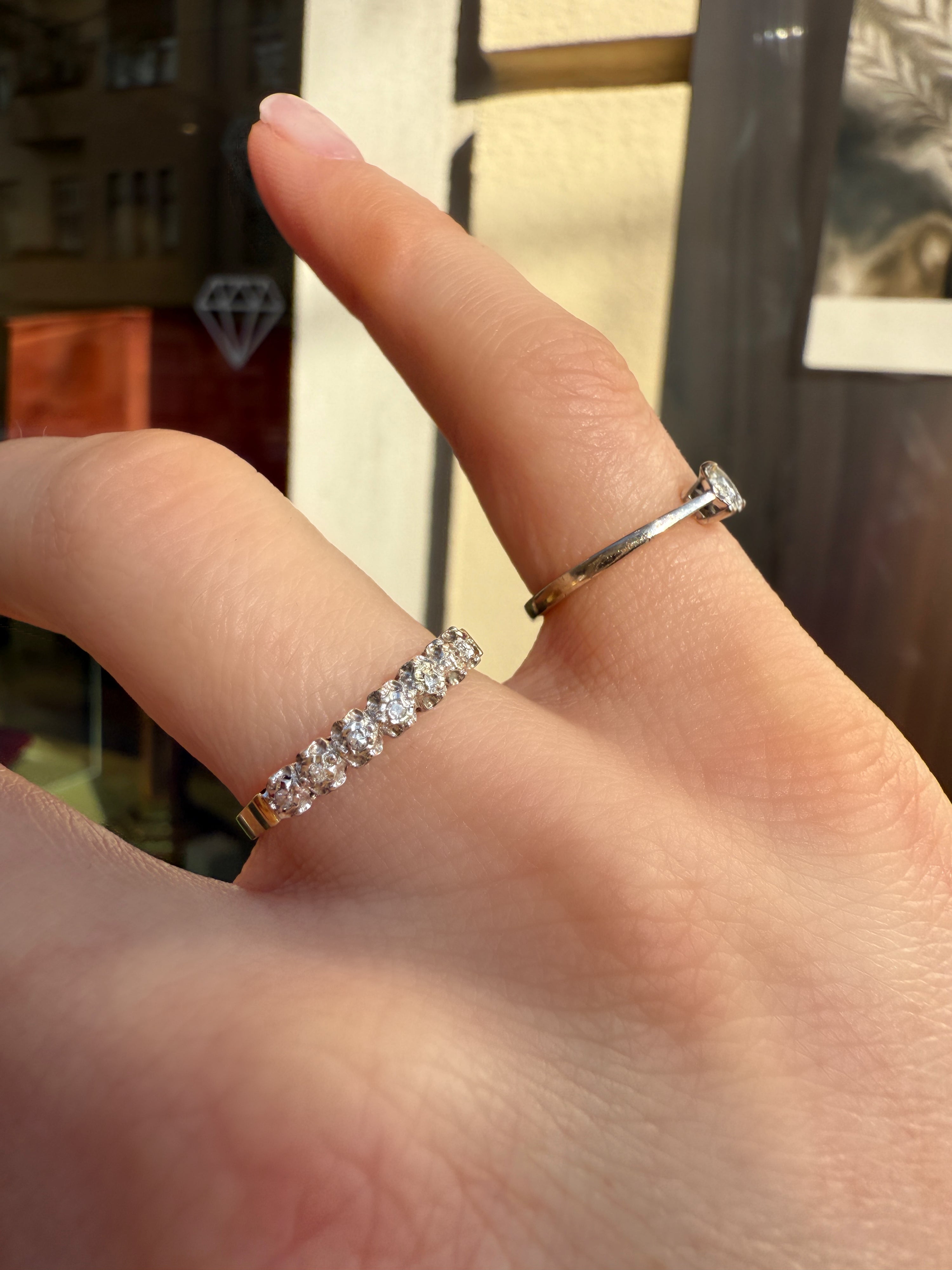#789 14k Ring 7 Diamanten - RG 56