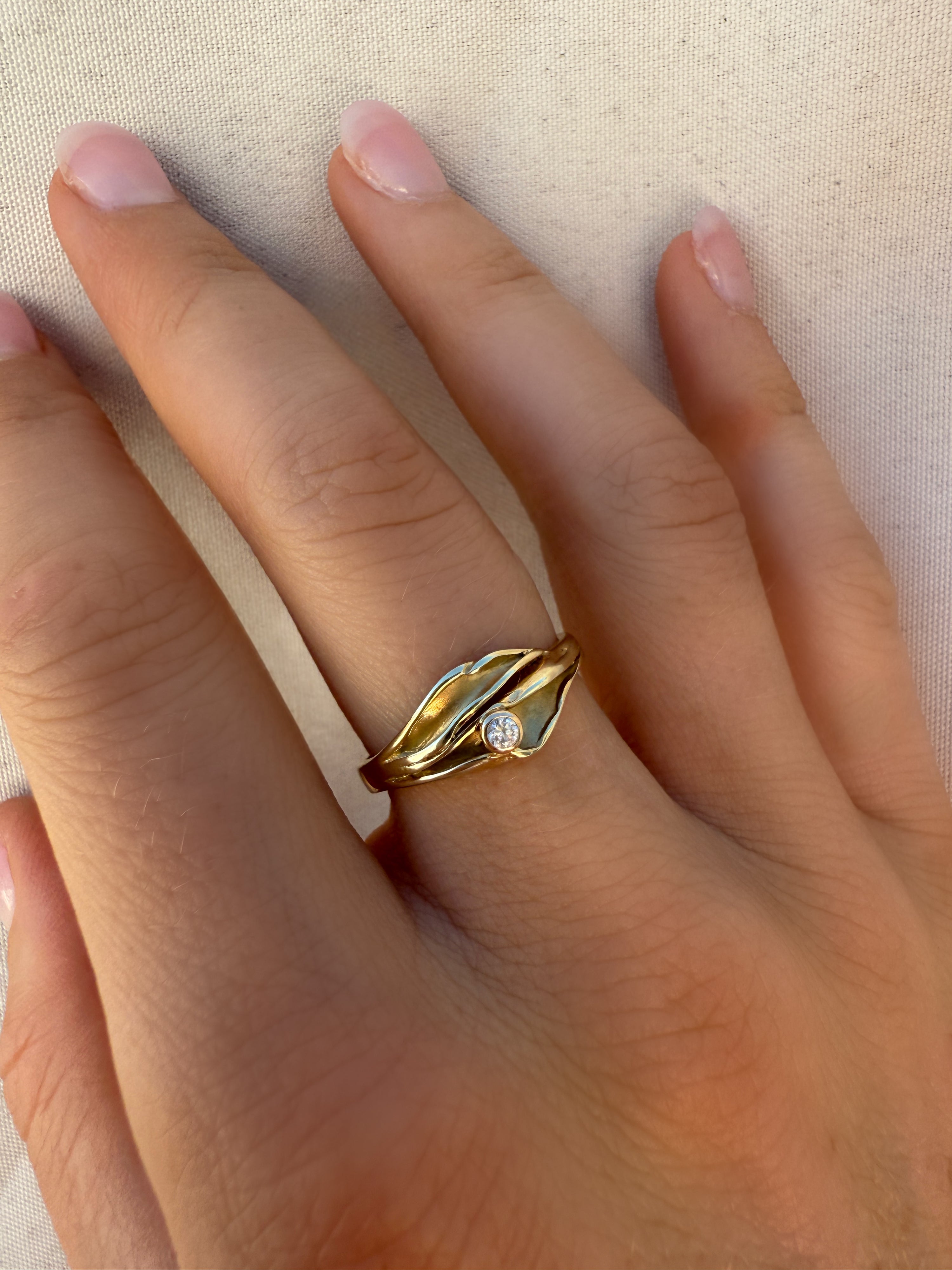 #92 8k Chunky Vintage Ring mit Diamant - RG 56