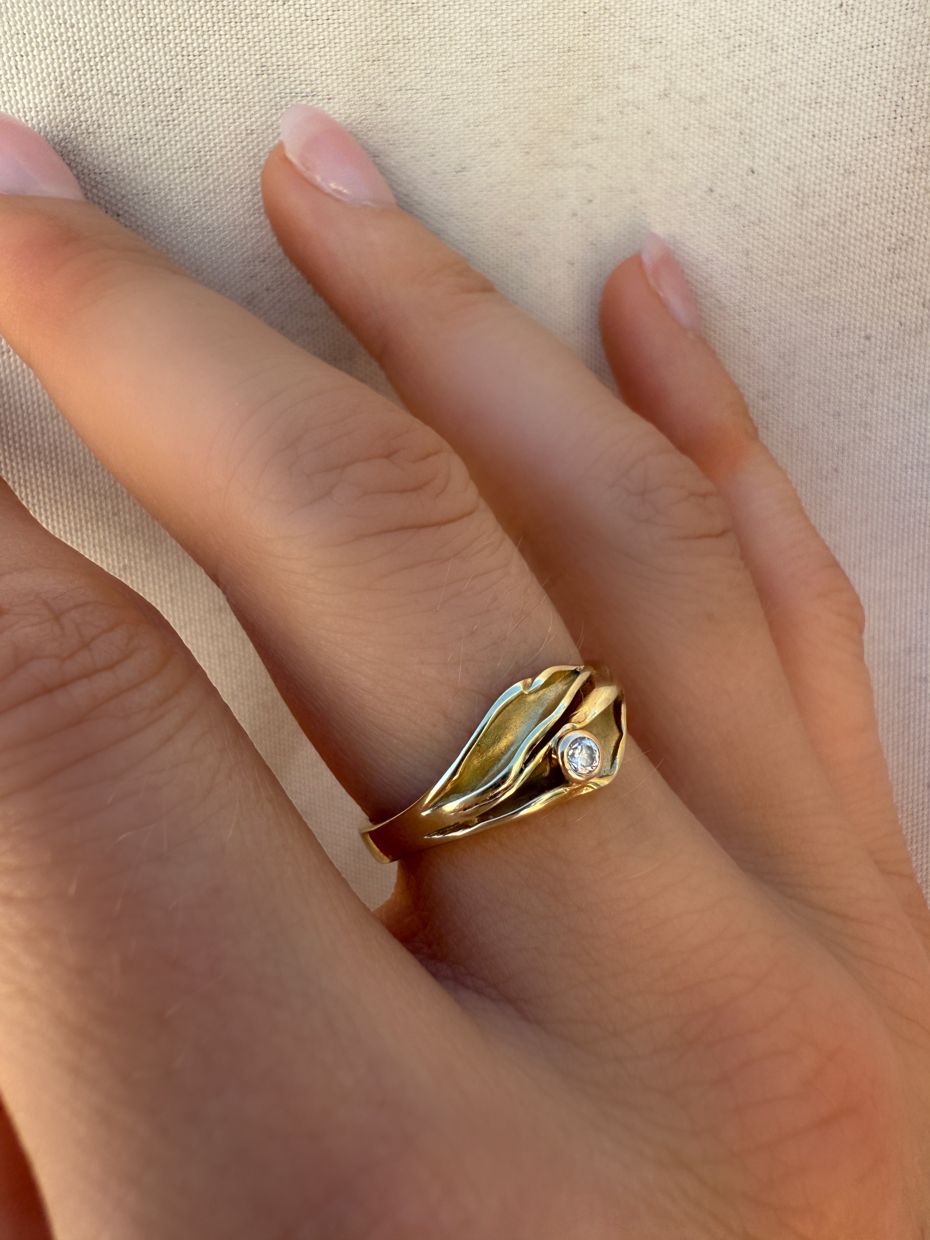 #92 8k Chunky Vintage Ring mit Diamant - RG 56