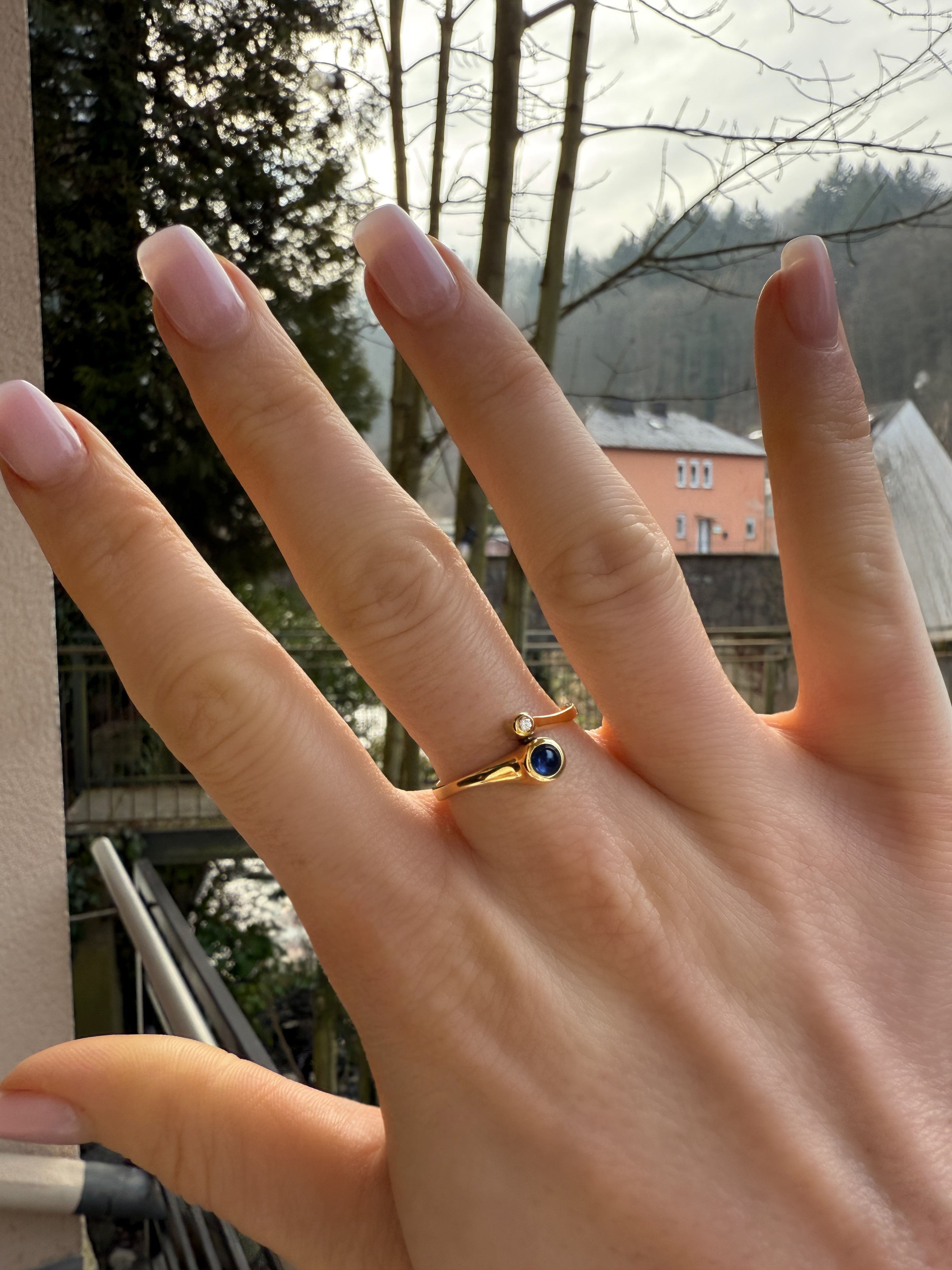 #572 14k Ring mit Saphir & Diamant - RG 61