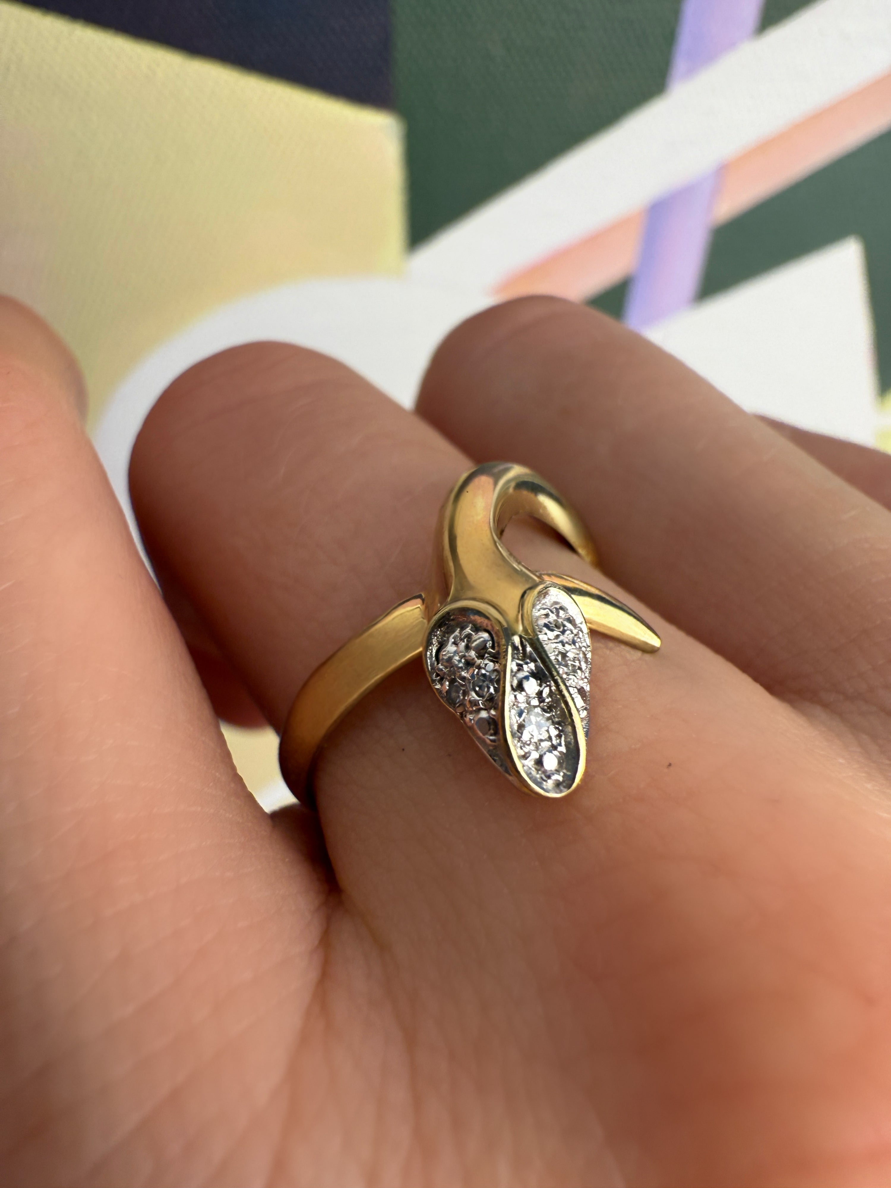 #77 8k Snake Ring mit Diamanten - RG 57