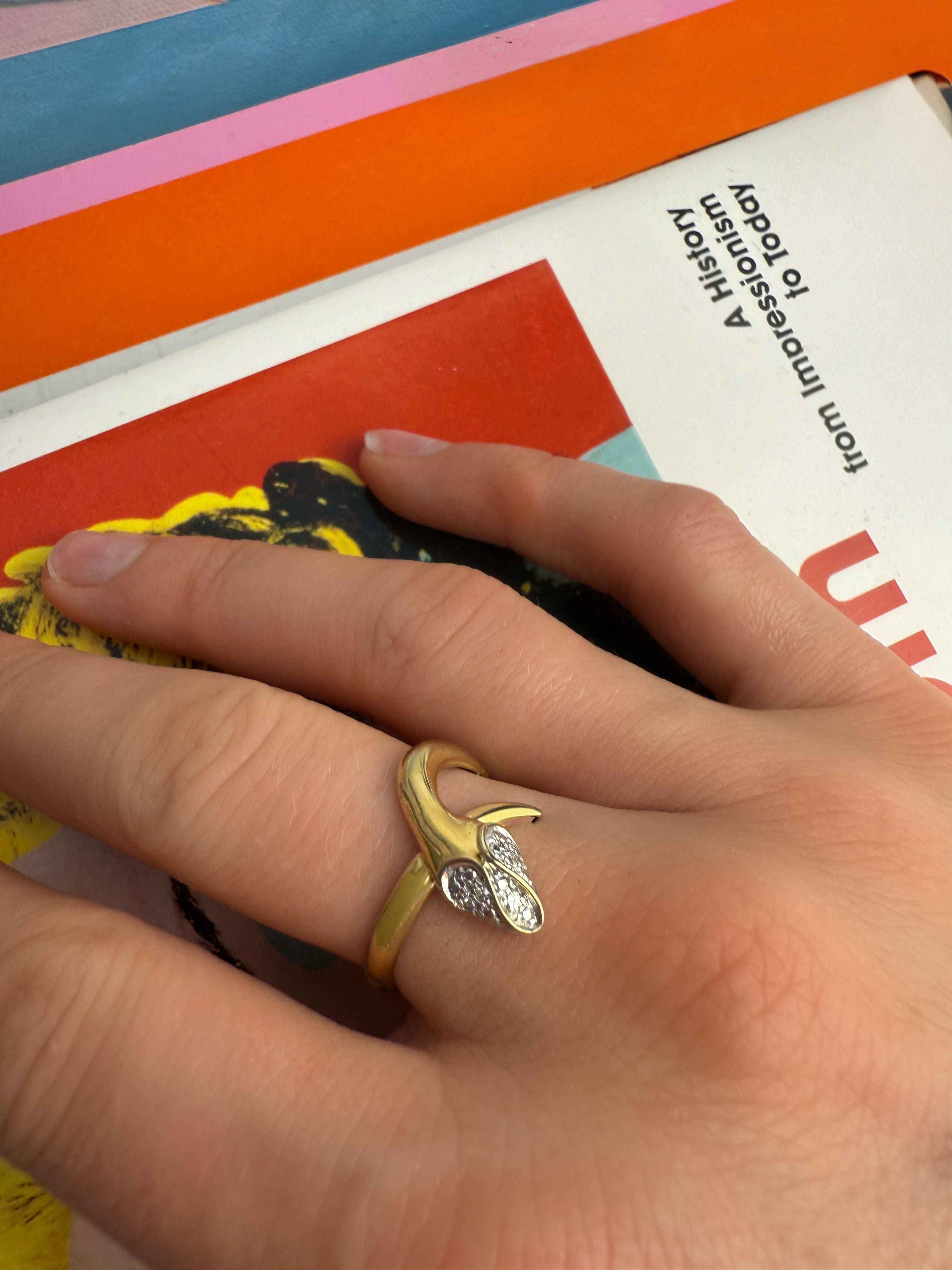 #77 8k Snake Ring mit Diamanten - RG 57