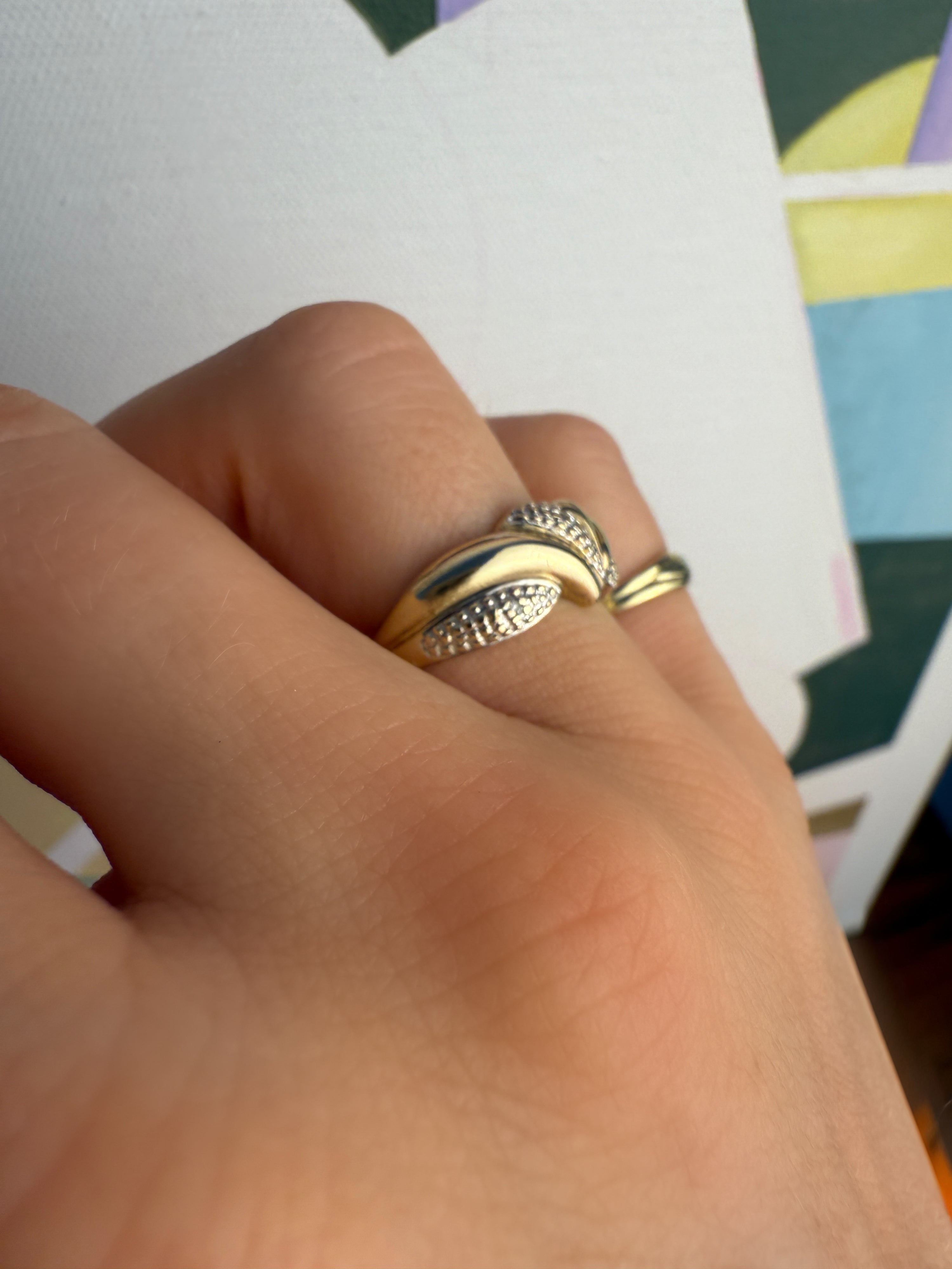 #79 8k Chunky Ring mit 3 Diamanten - RG 54