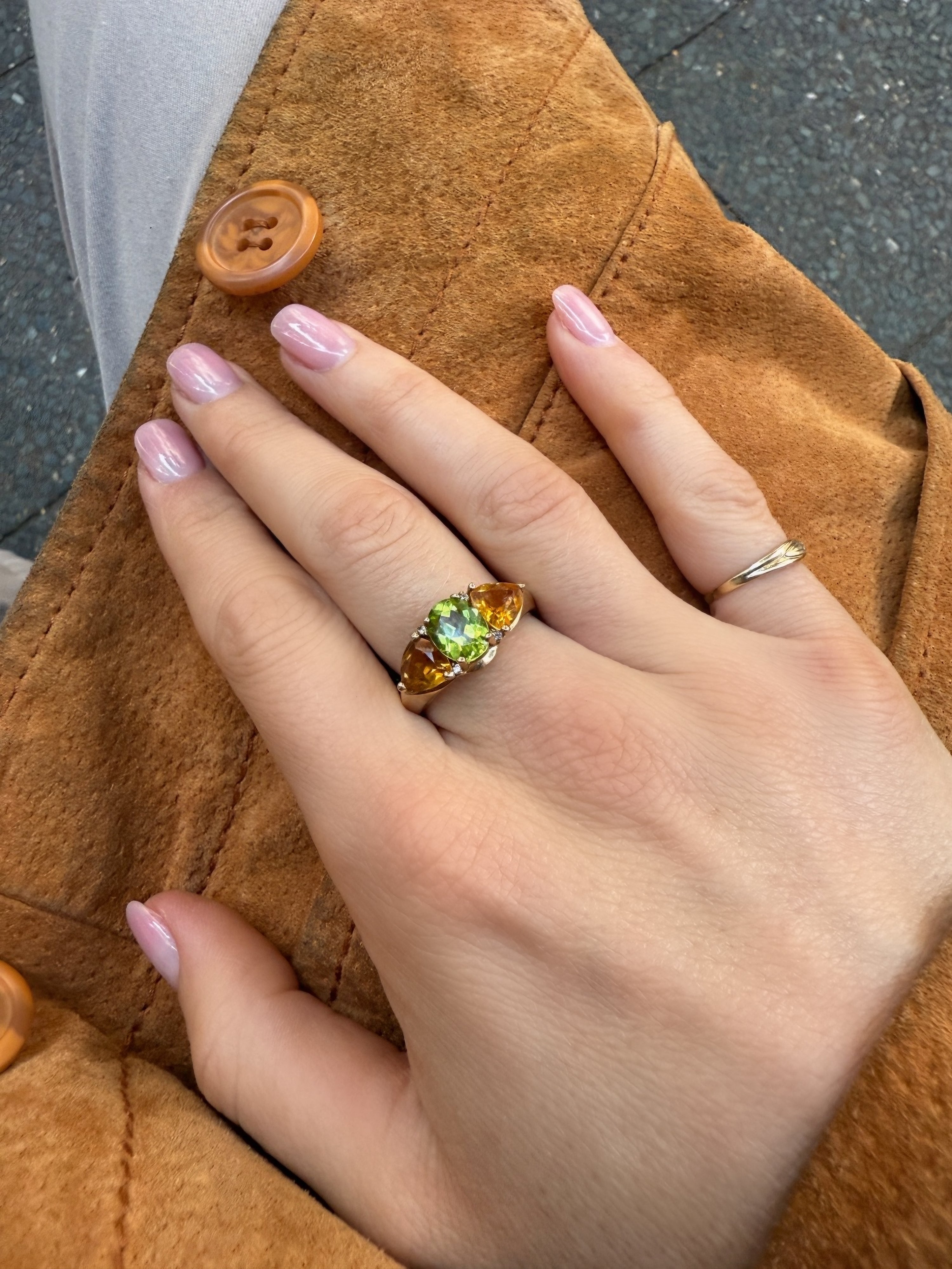#141 9k mit Peridot & Citrin & Diamanten - RG 60