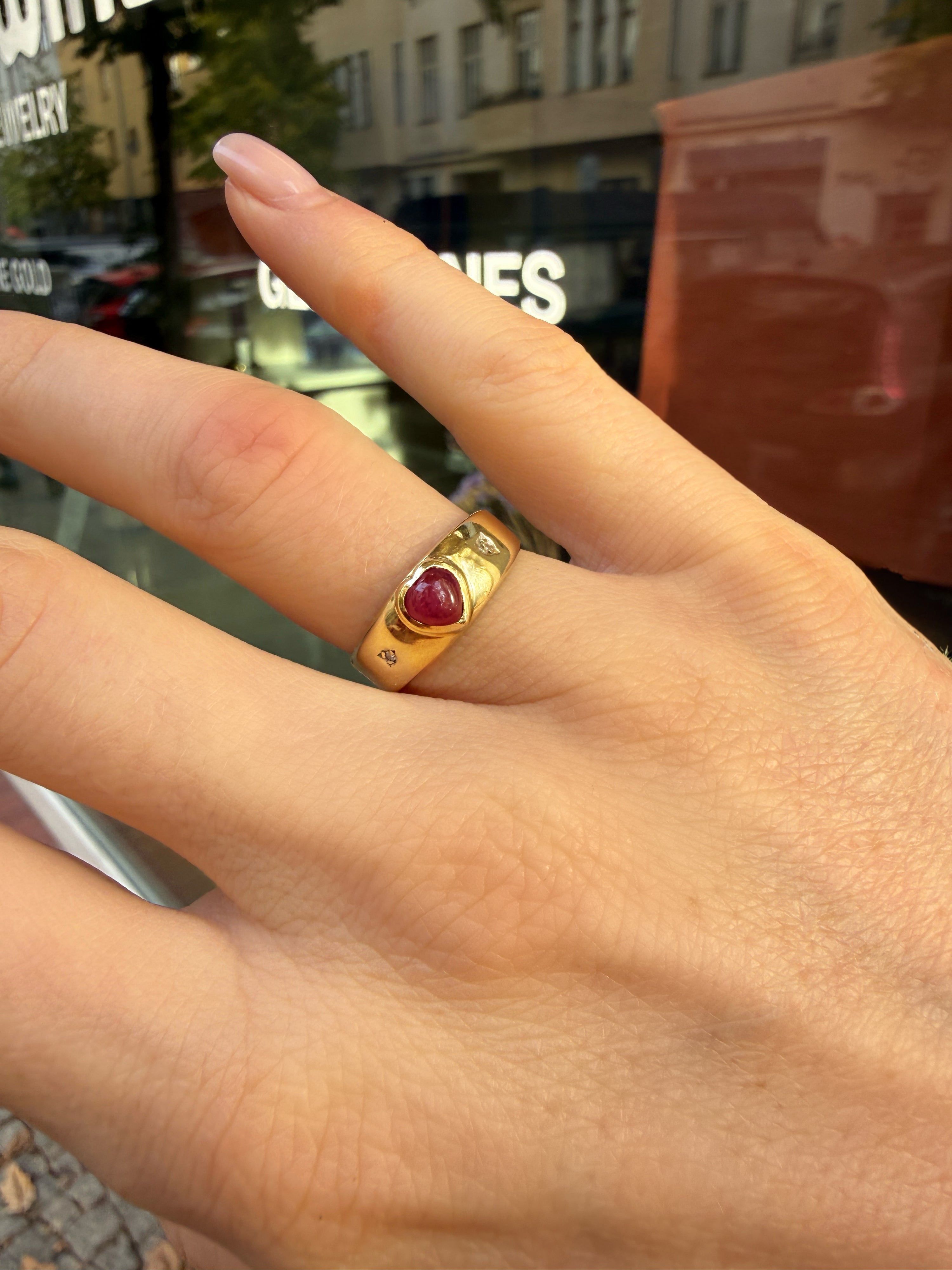 #1434 14k Ring mit Rubin & 2 Diamanten - RG 53