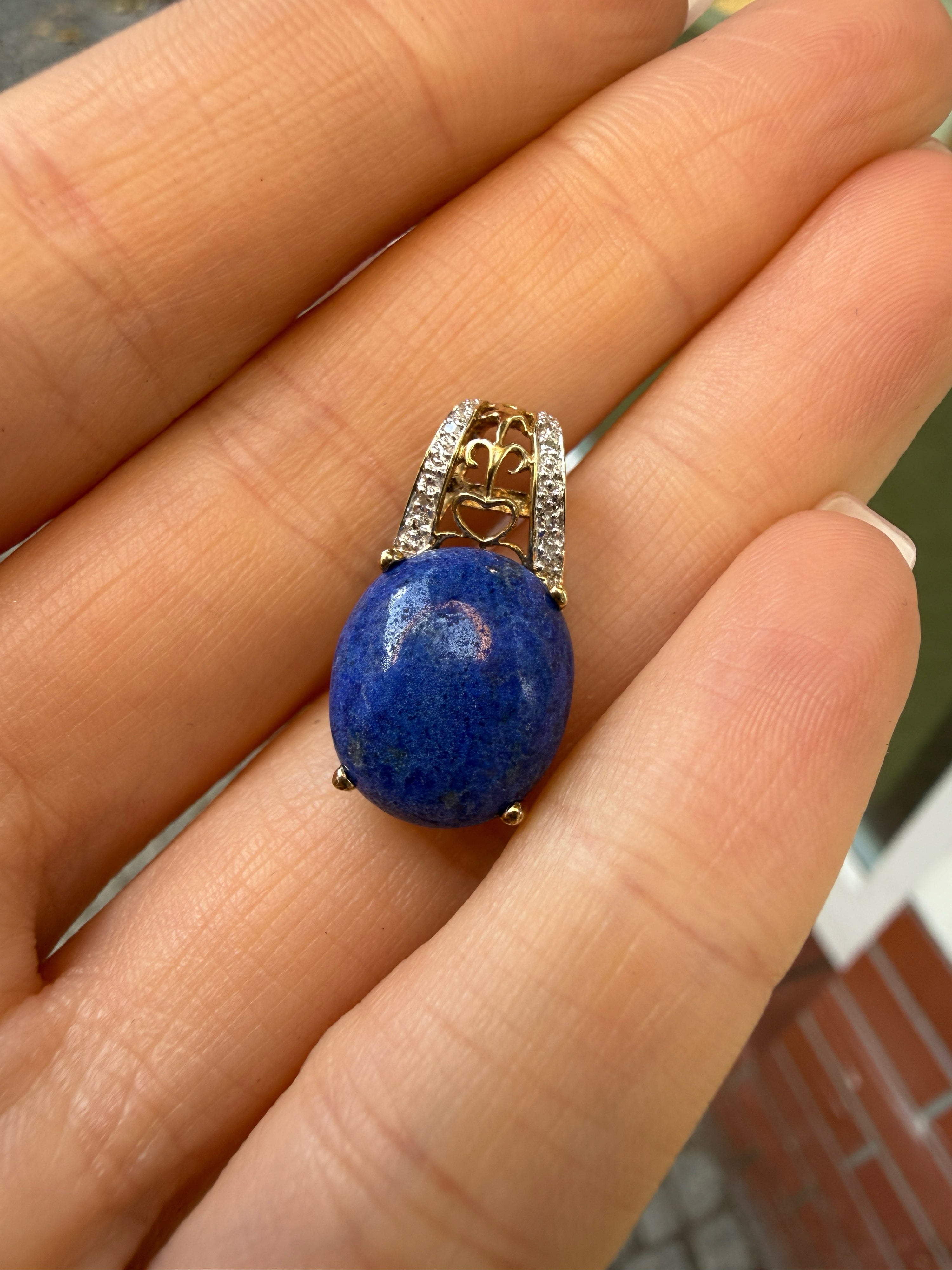 #1418 8k Anhänger Lapislazuli & Diamanten -2.2cm