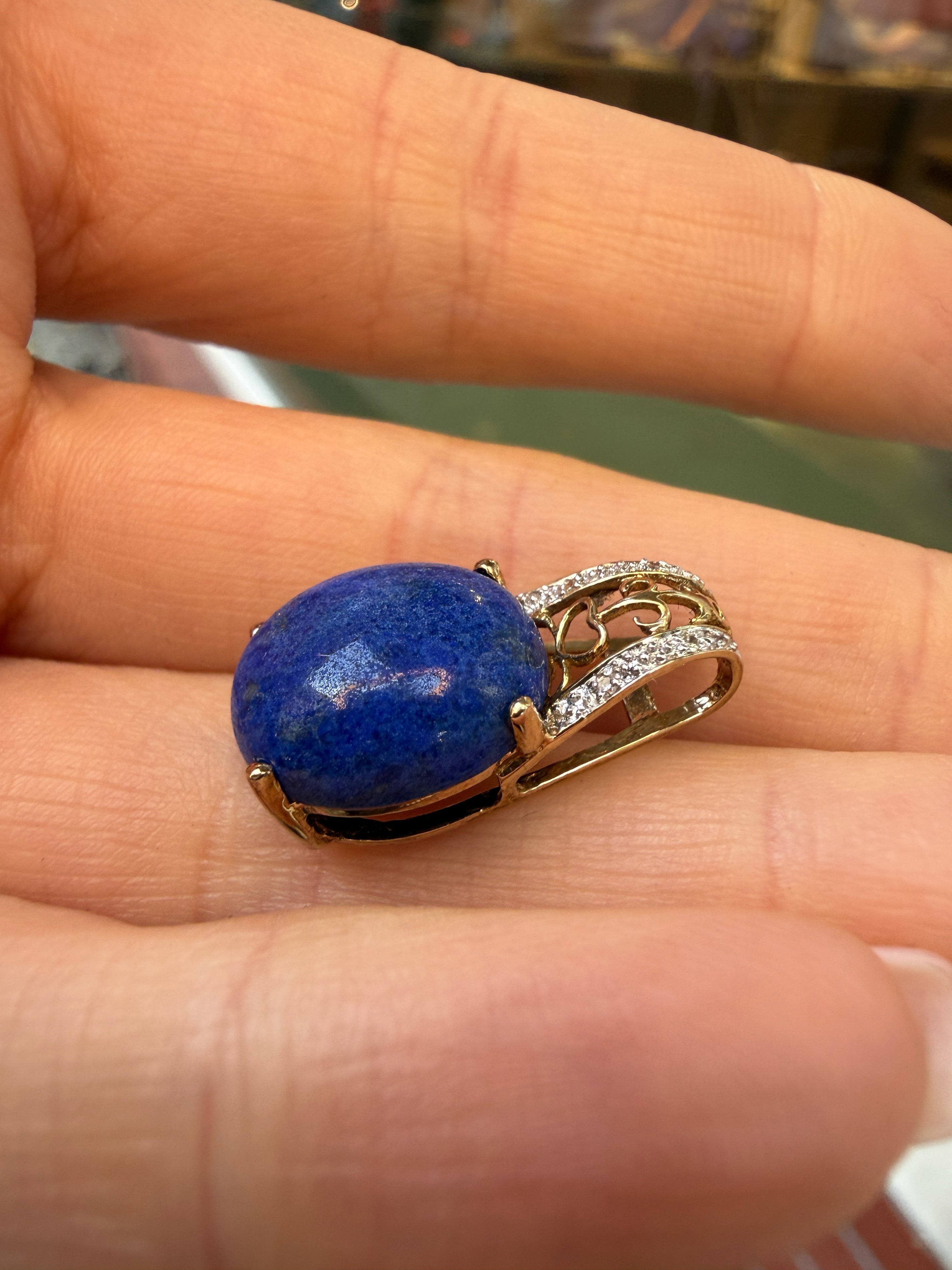#1418 8k Anhänger Lapislazuli & Diamanten -2.2cm