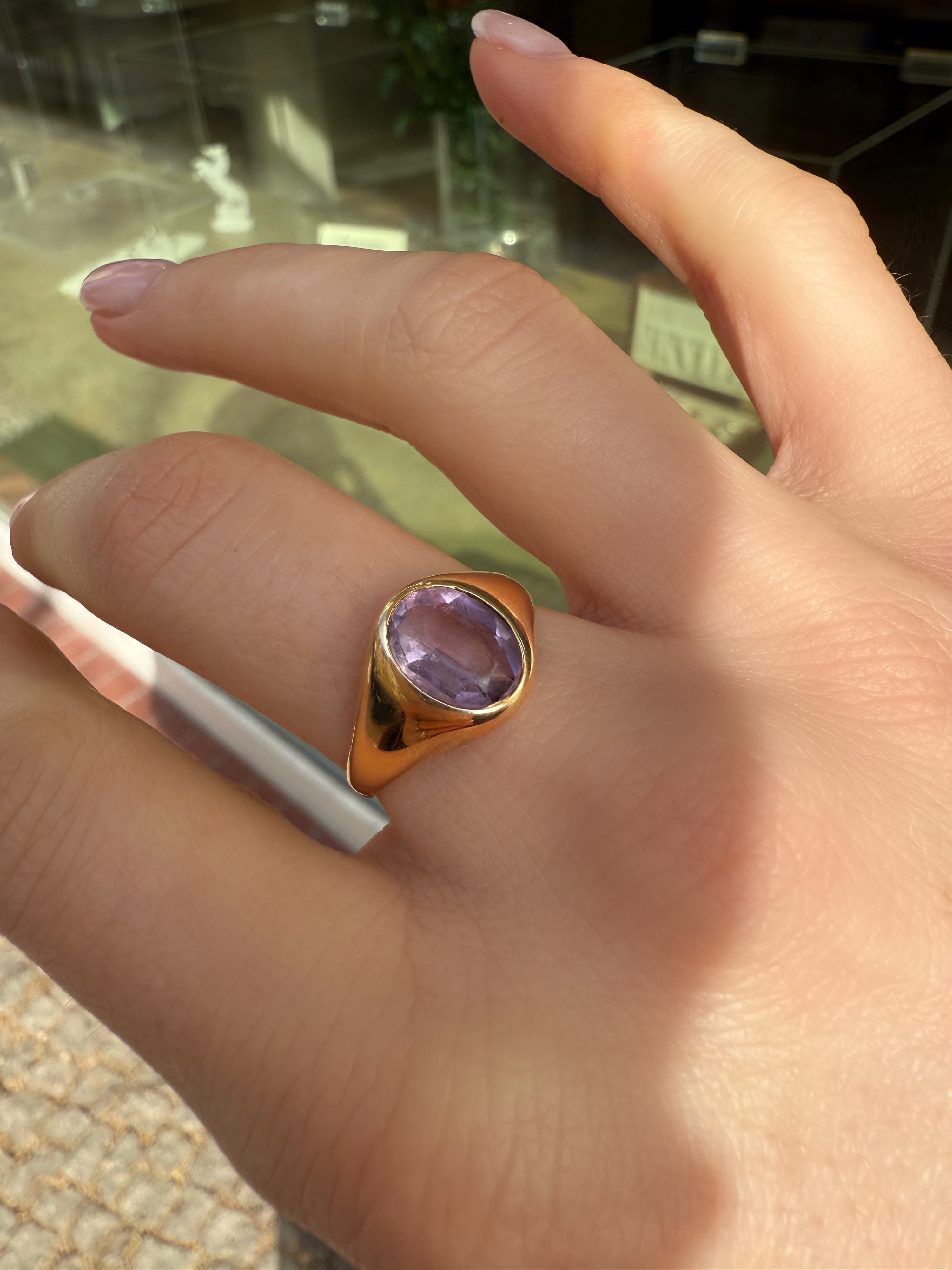 #830 Massiver 14k Ring mit Amethyst - RG 58