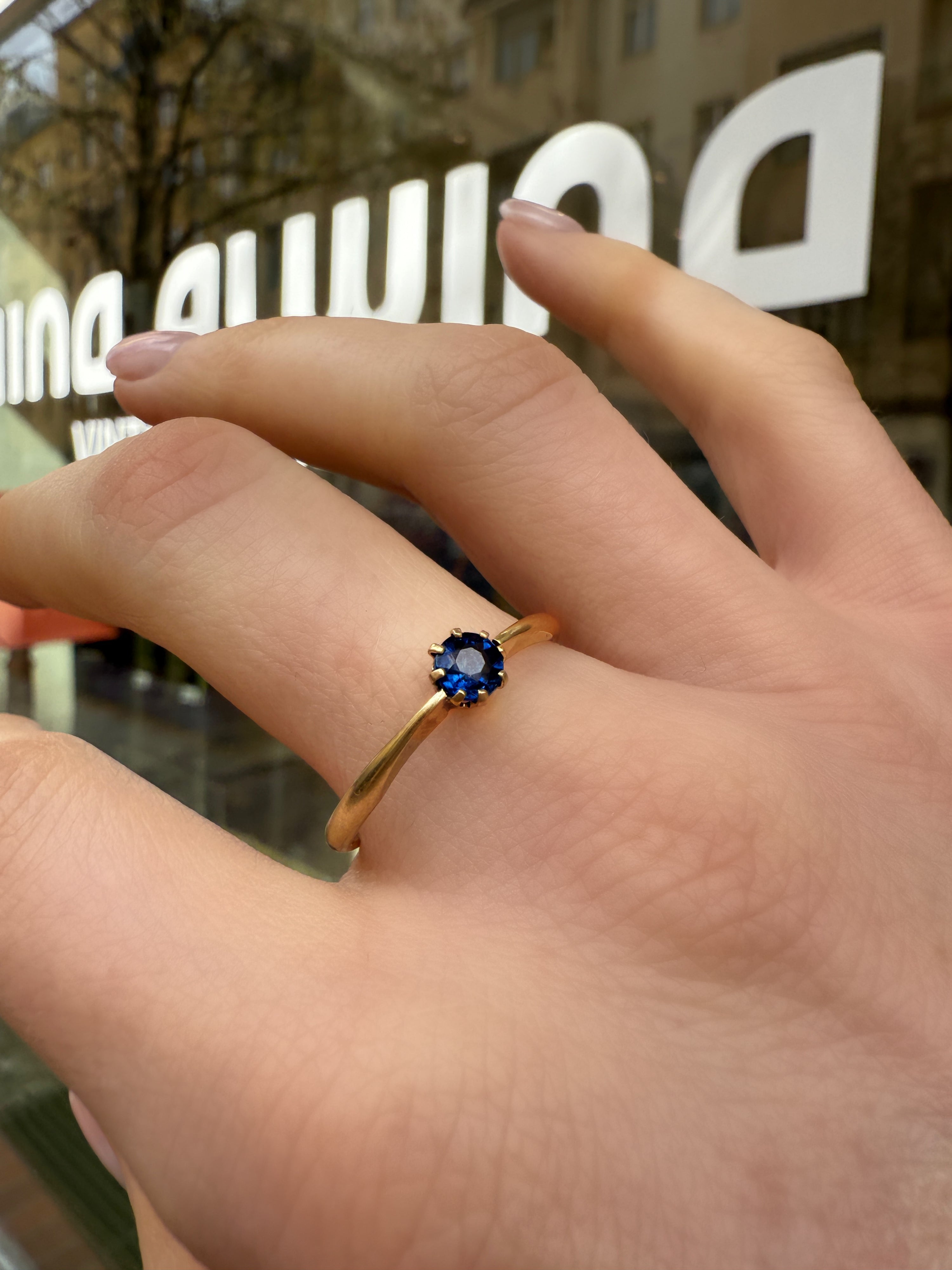 #829 8k Ring mit Saphir - RG 62