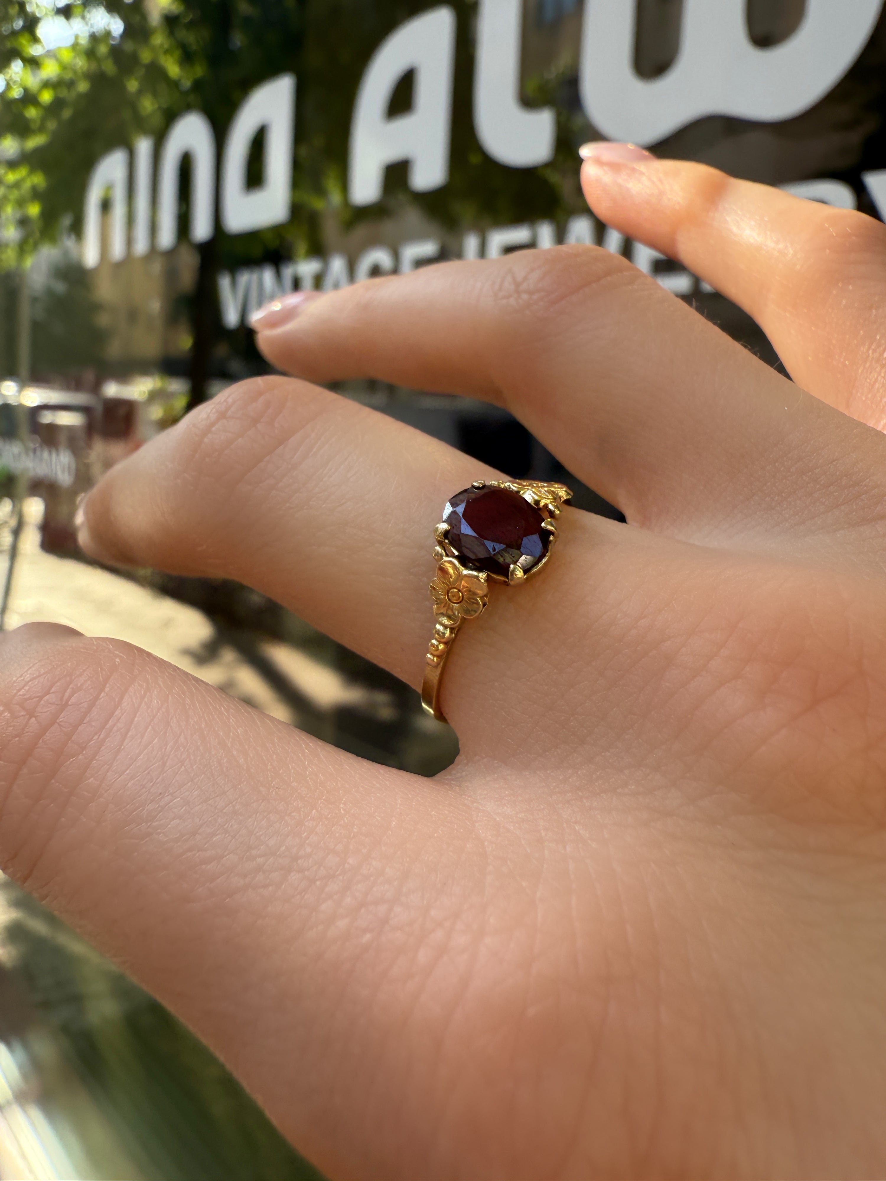 #1101 8k Ring with Garnet - Ring Size 59