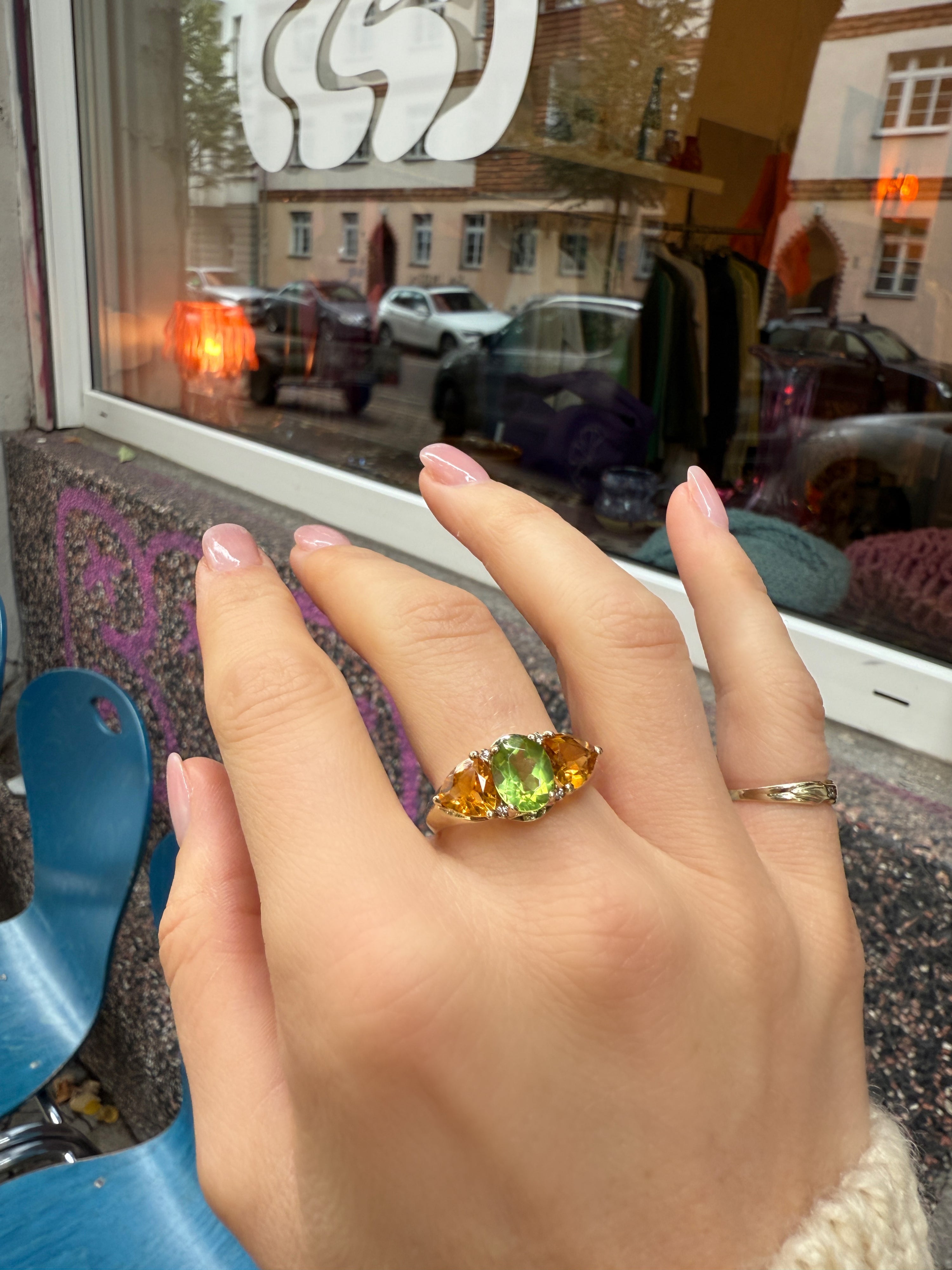 #141 9k mit Peridot & Citrin & Diamanten - RG 60