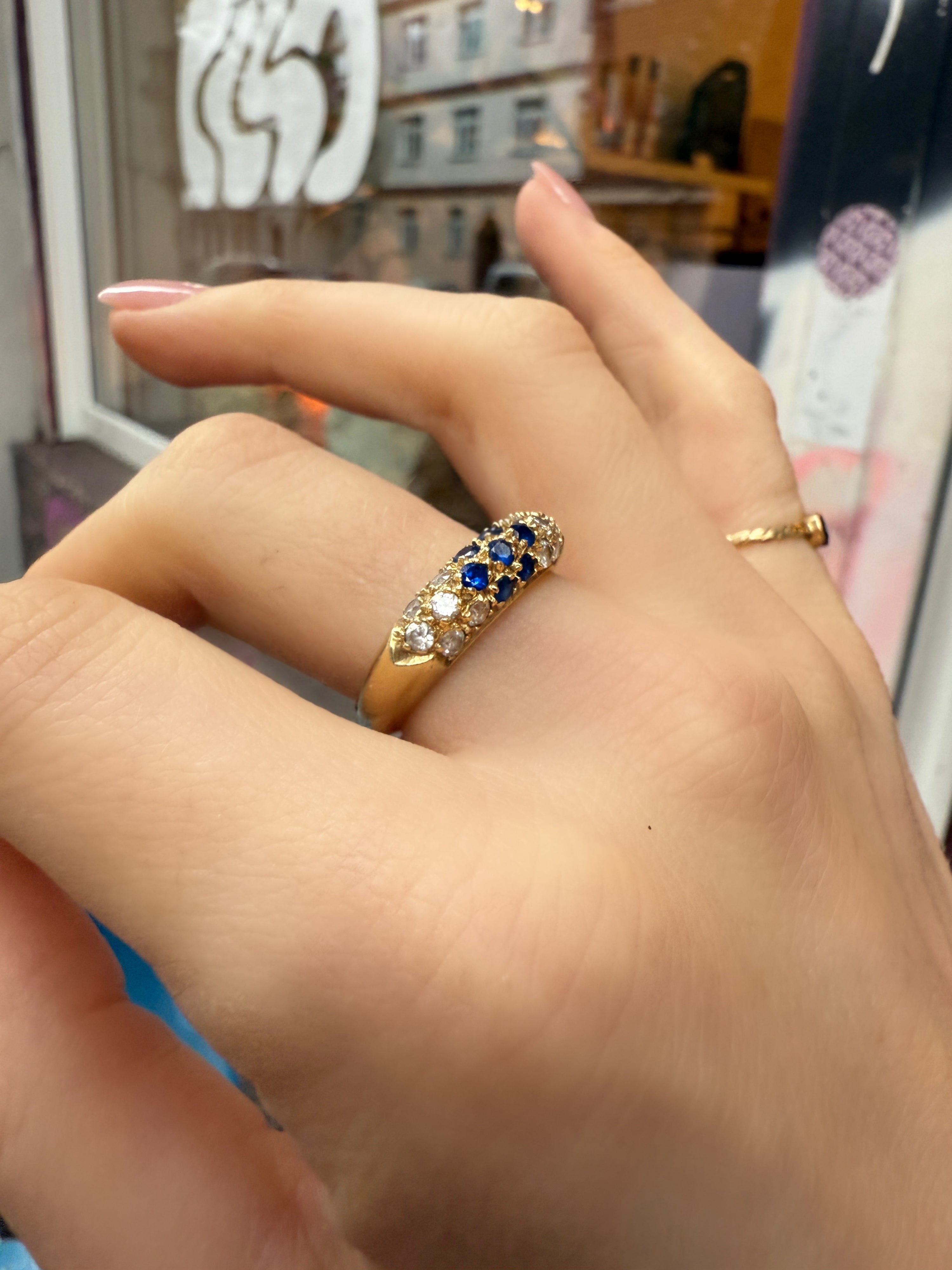 #244 14k Ring mit blauen Saphiren - 4,3g - RG 56