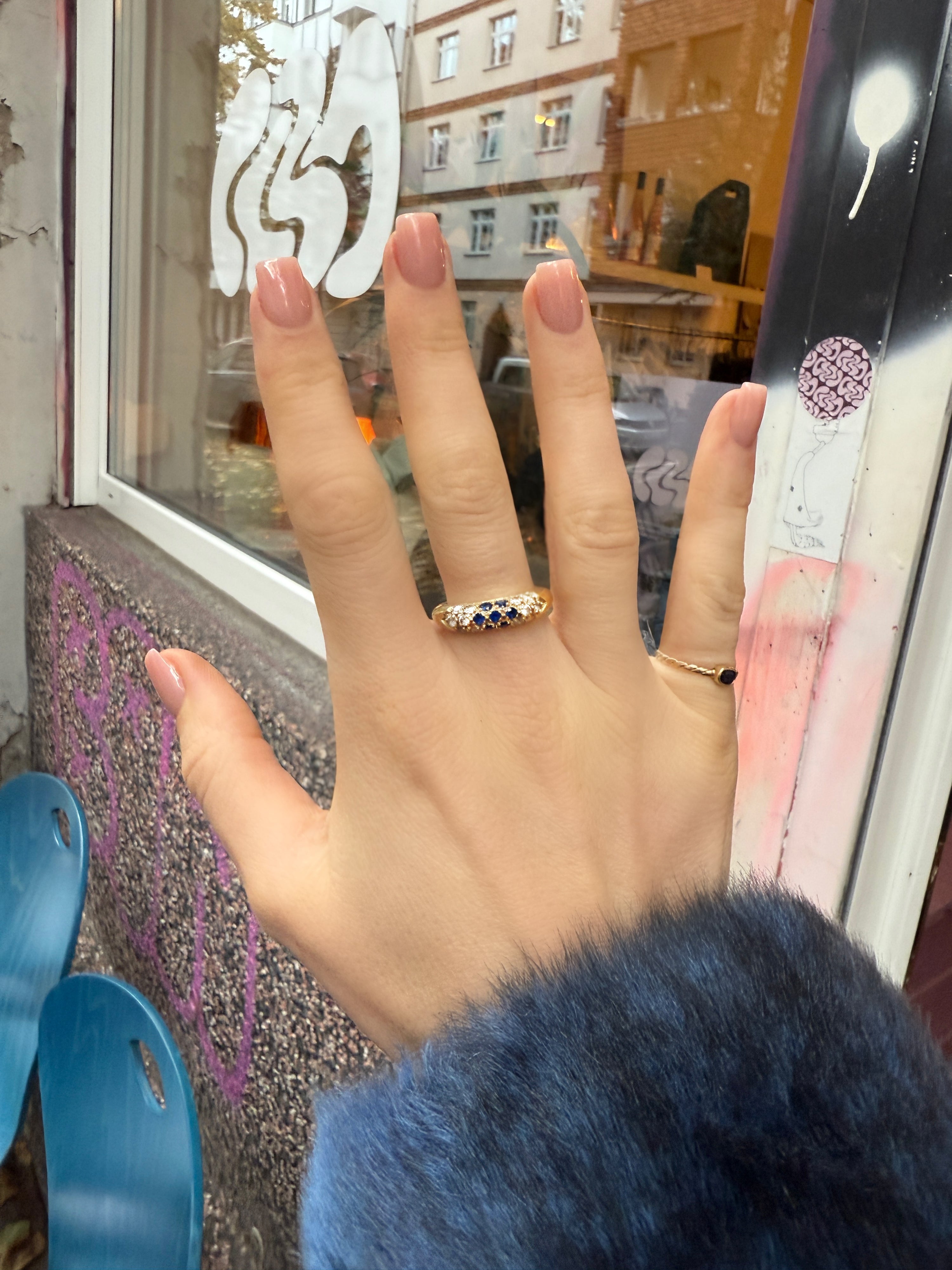 #244 14k Ring mit blauen Saphiren - 4,3g - RG 56