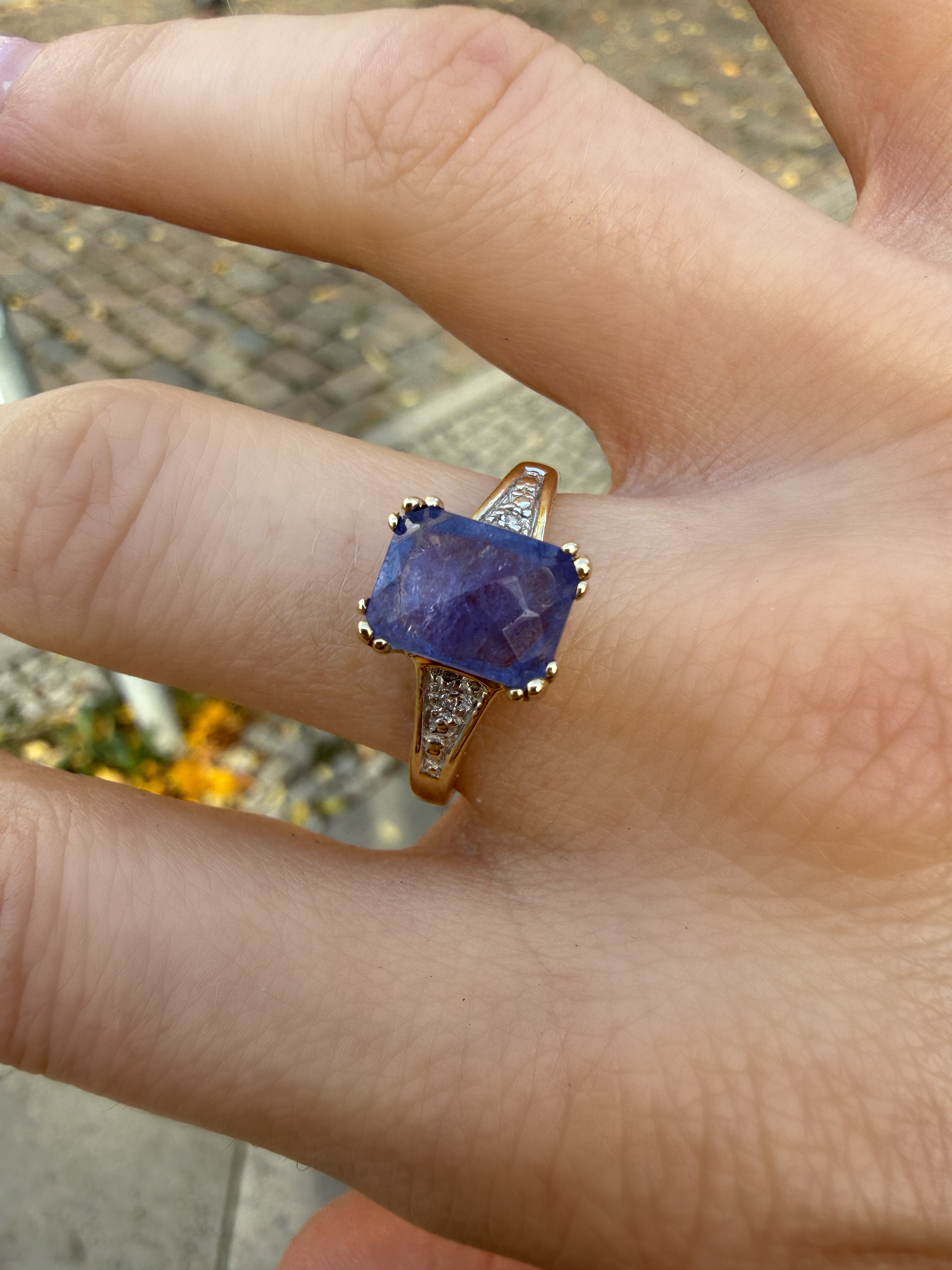 #1412 14k Ring with Ruby & Diamonds - Ring Size 55