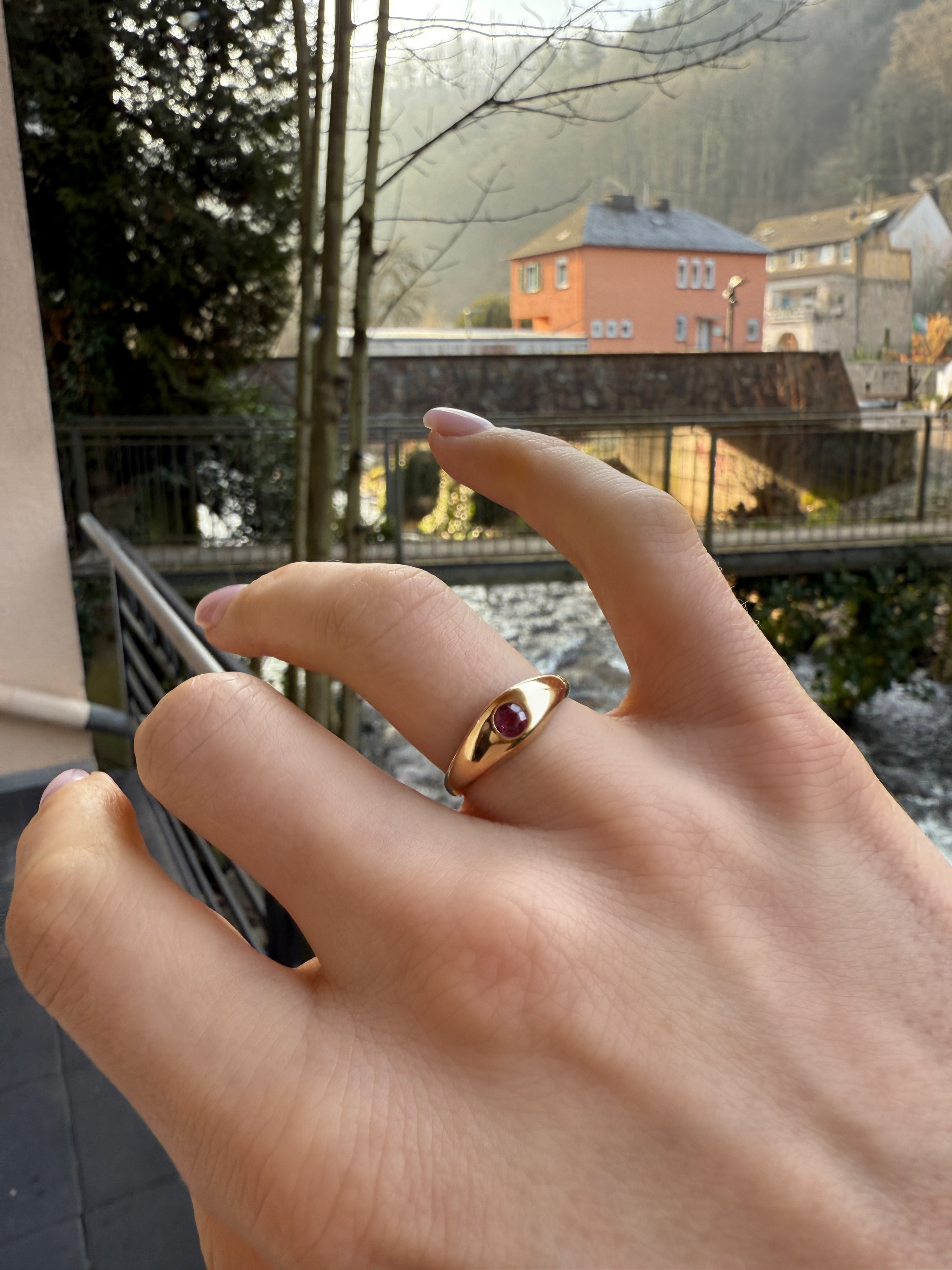 #591 Massiver 14k Ring mit Rubin - RG 53