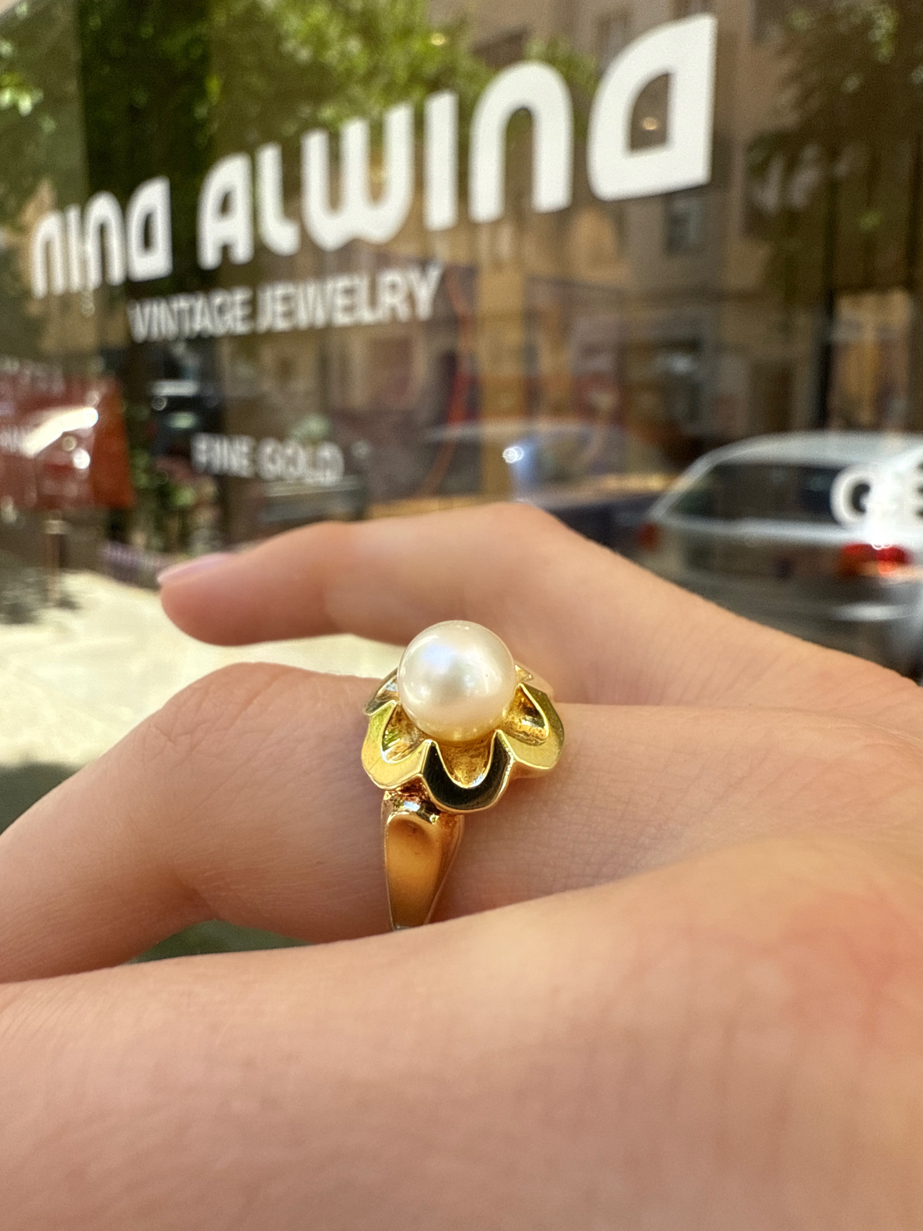 #1019 14k Ring mit Perle - RG 55