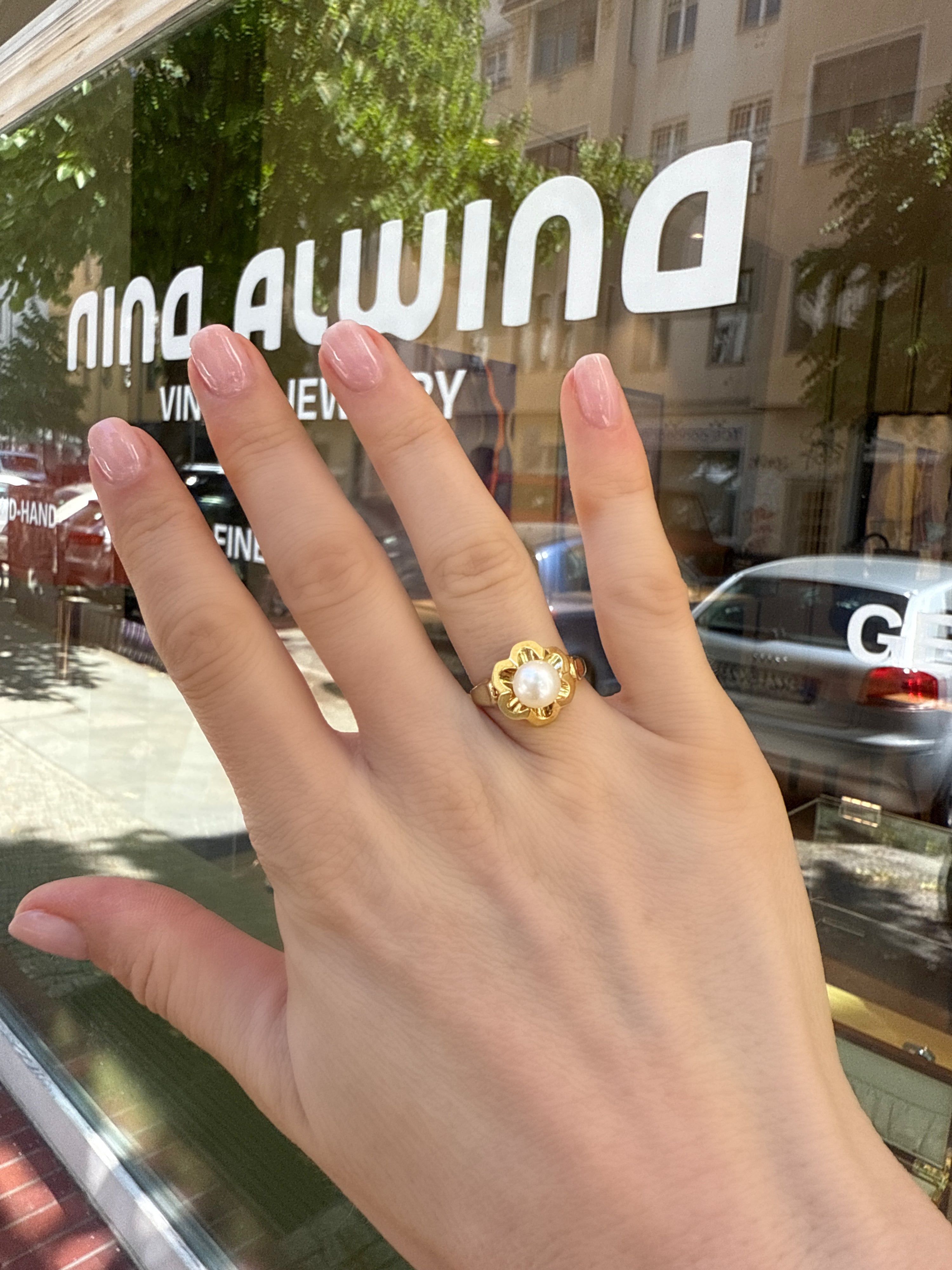 #1019 14k Ring mit Perle - RG 55