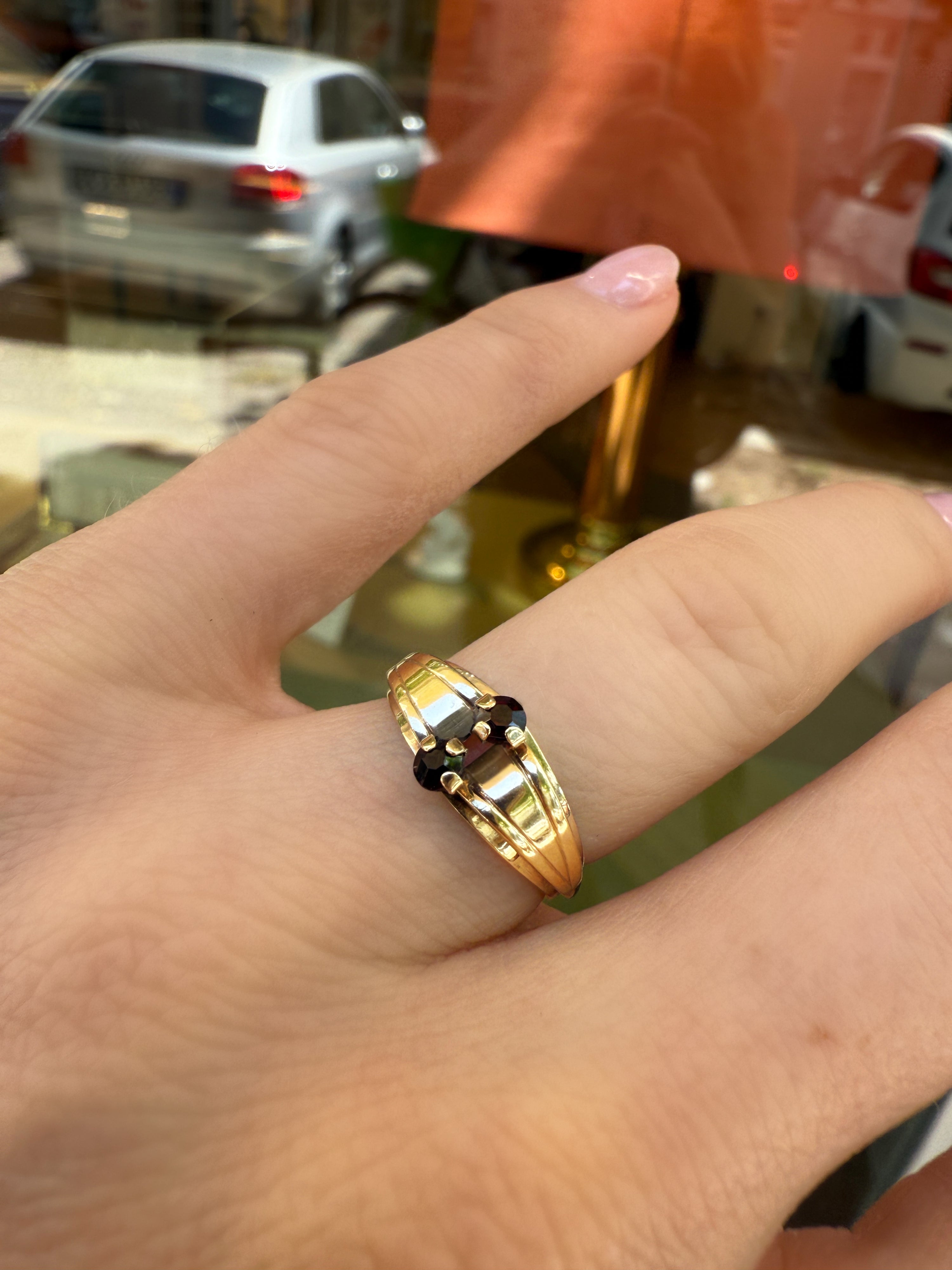 #1005 8k Ring mit Granat - RG 50