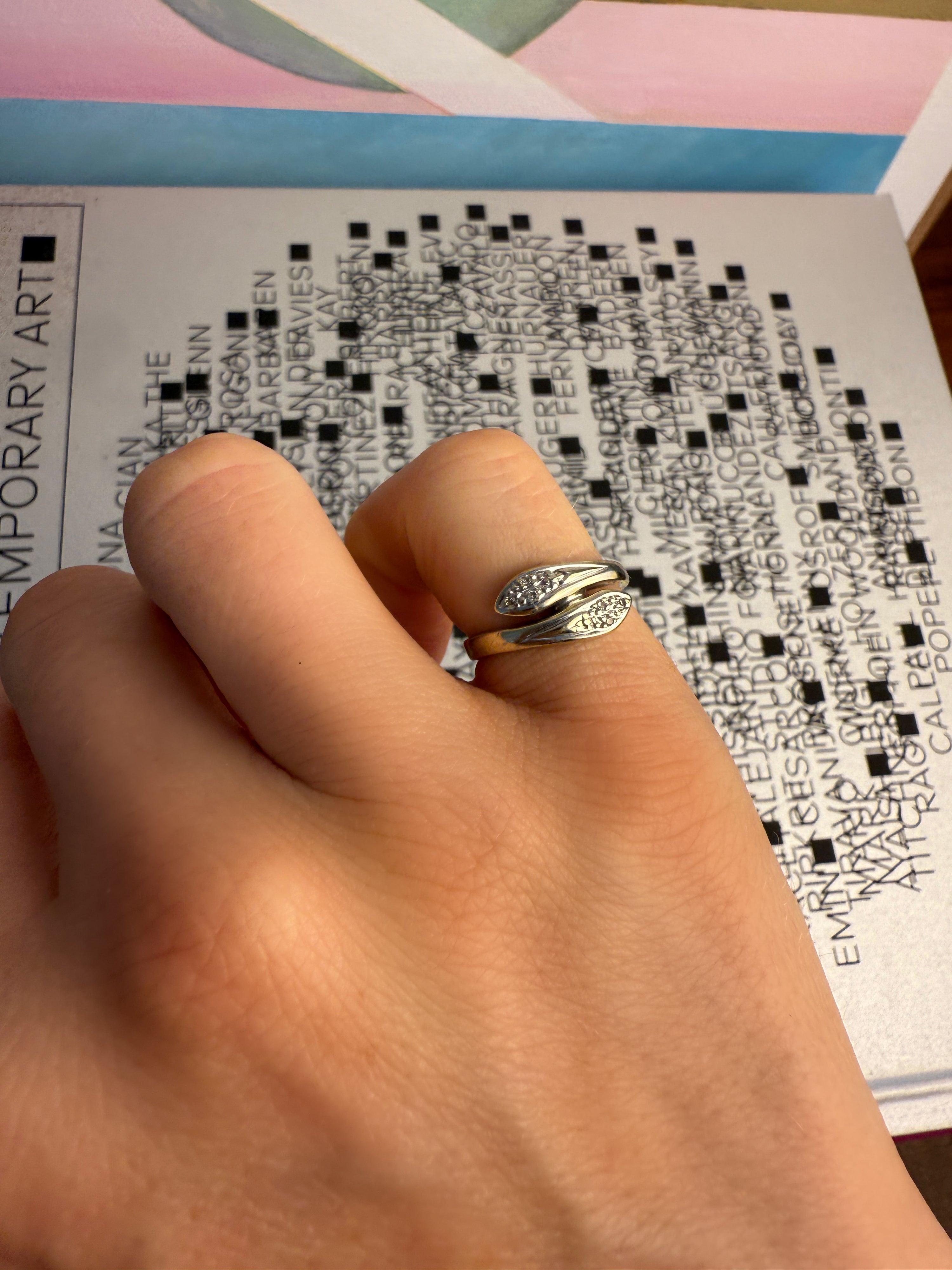 #91 8k Snake Ring mit 6 Diamanten - RG 49