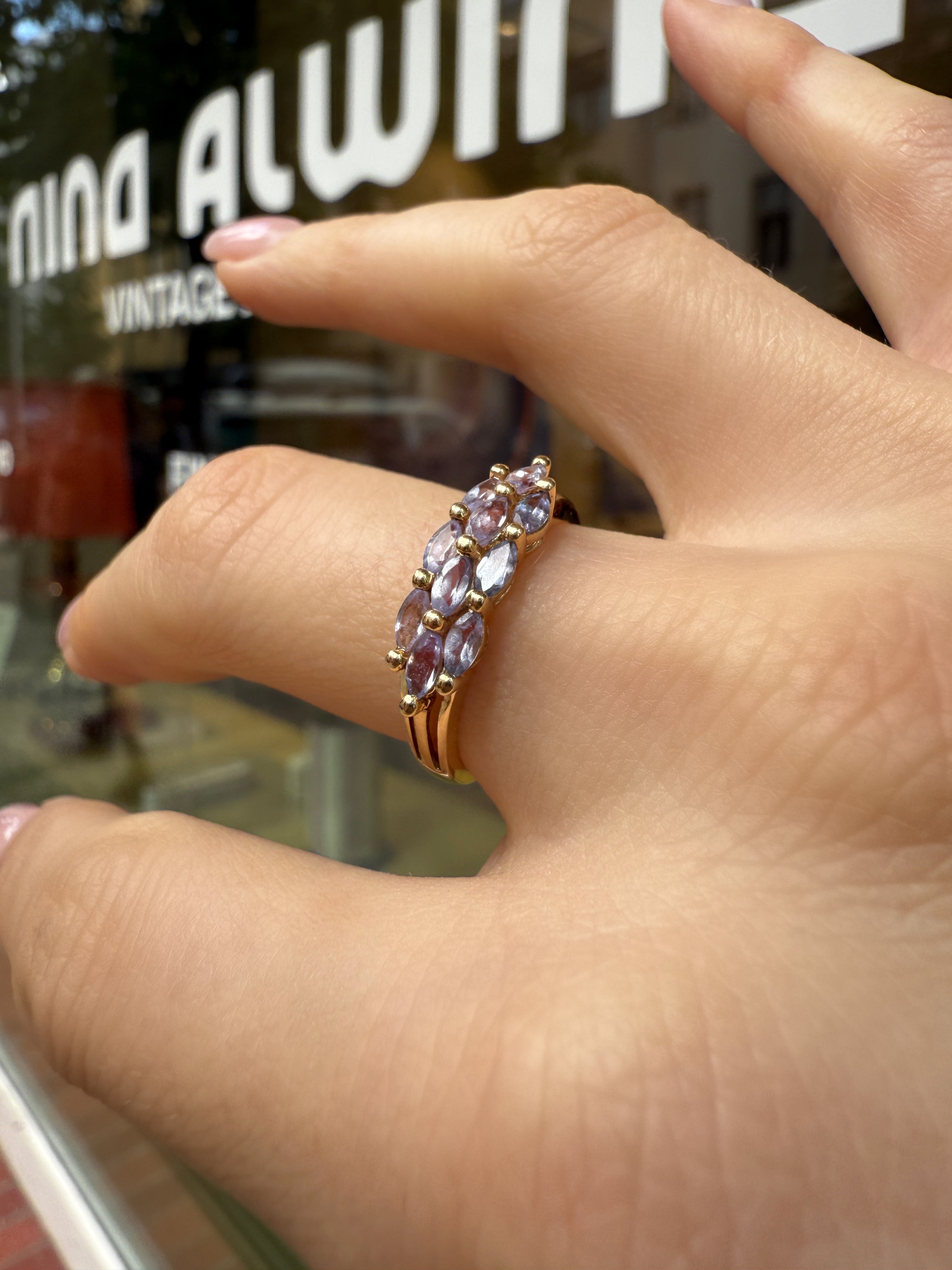 #1188 14k Ring with Pearls & Diamonds - Ring Size 58