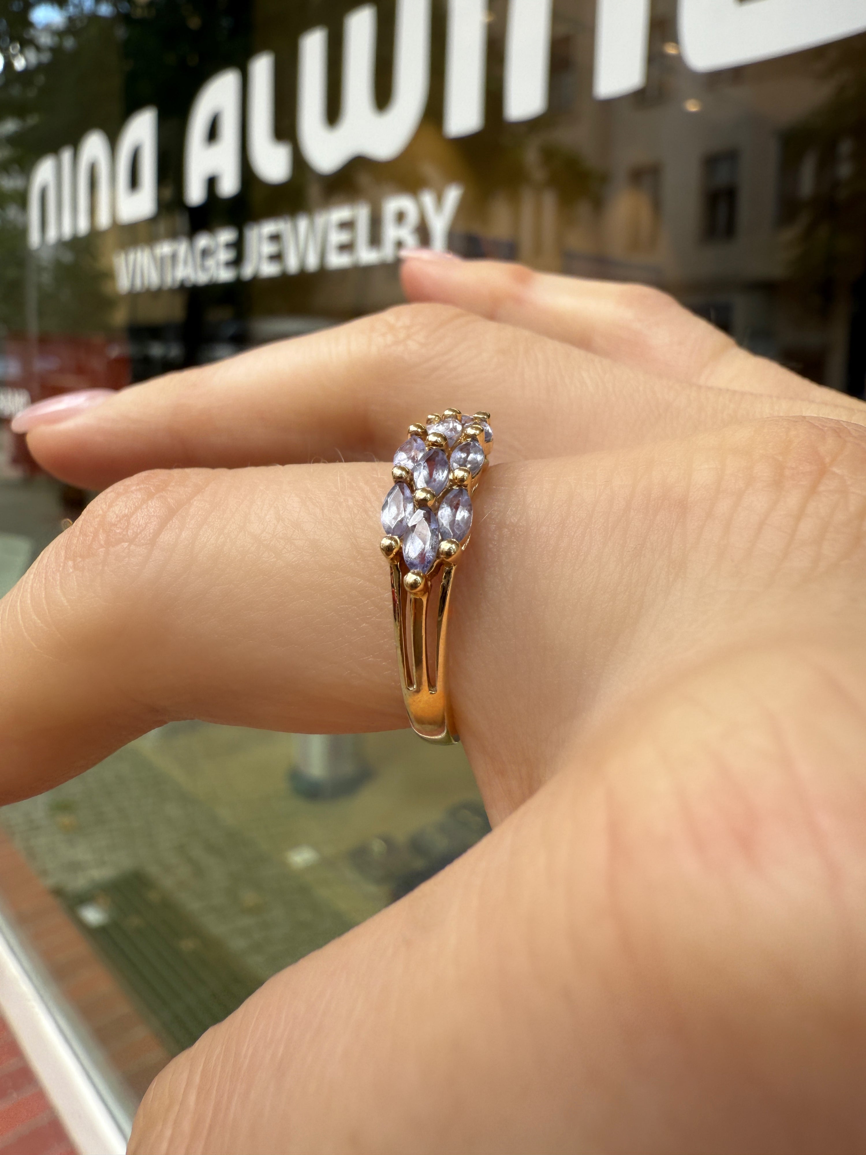 #1188 14k Ring with Pearls & Diamonds - Ring Size 58