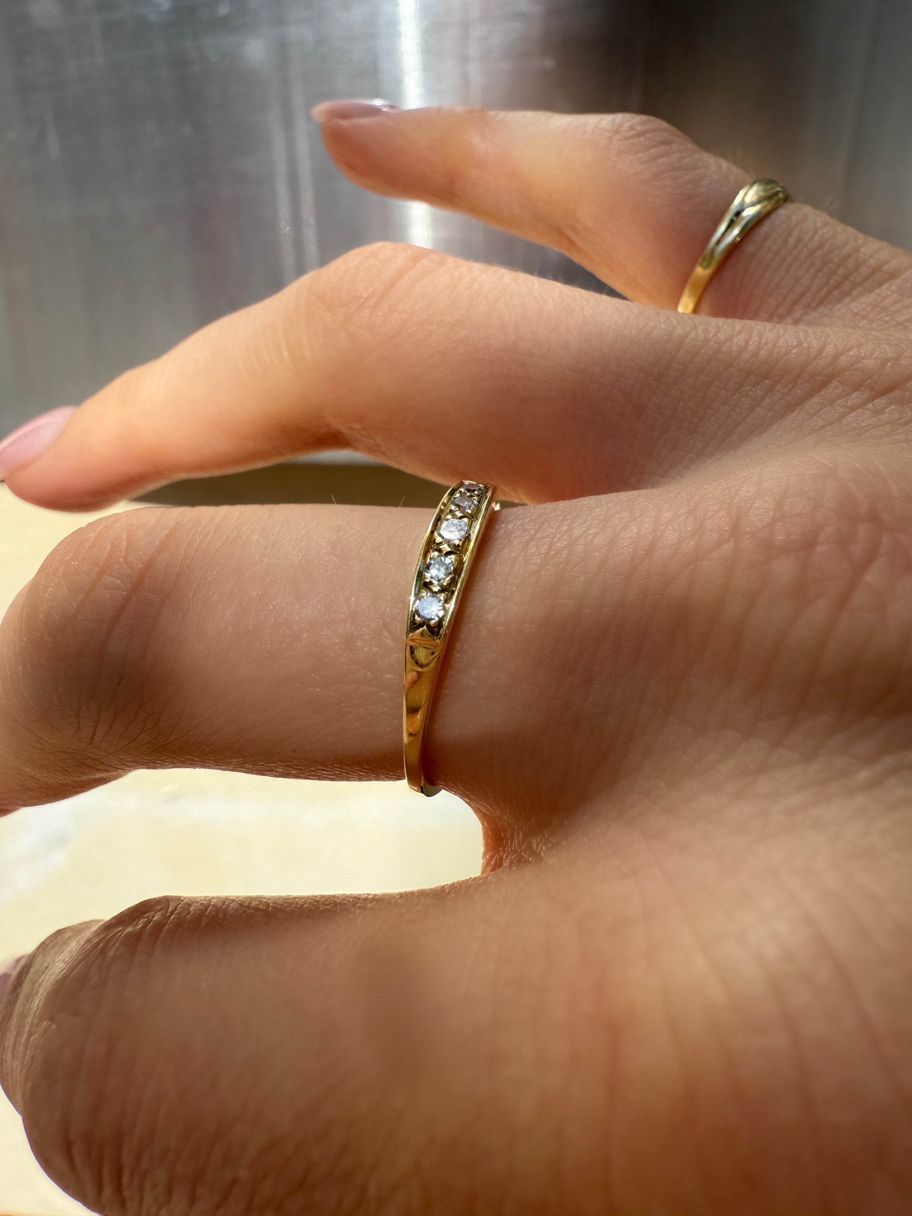 #1188 14k Ring with Pearls & Diamonds - Ring Size 58