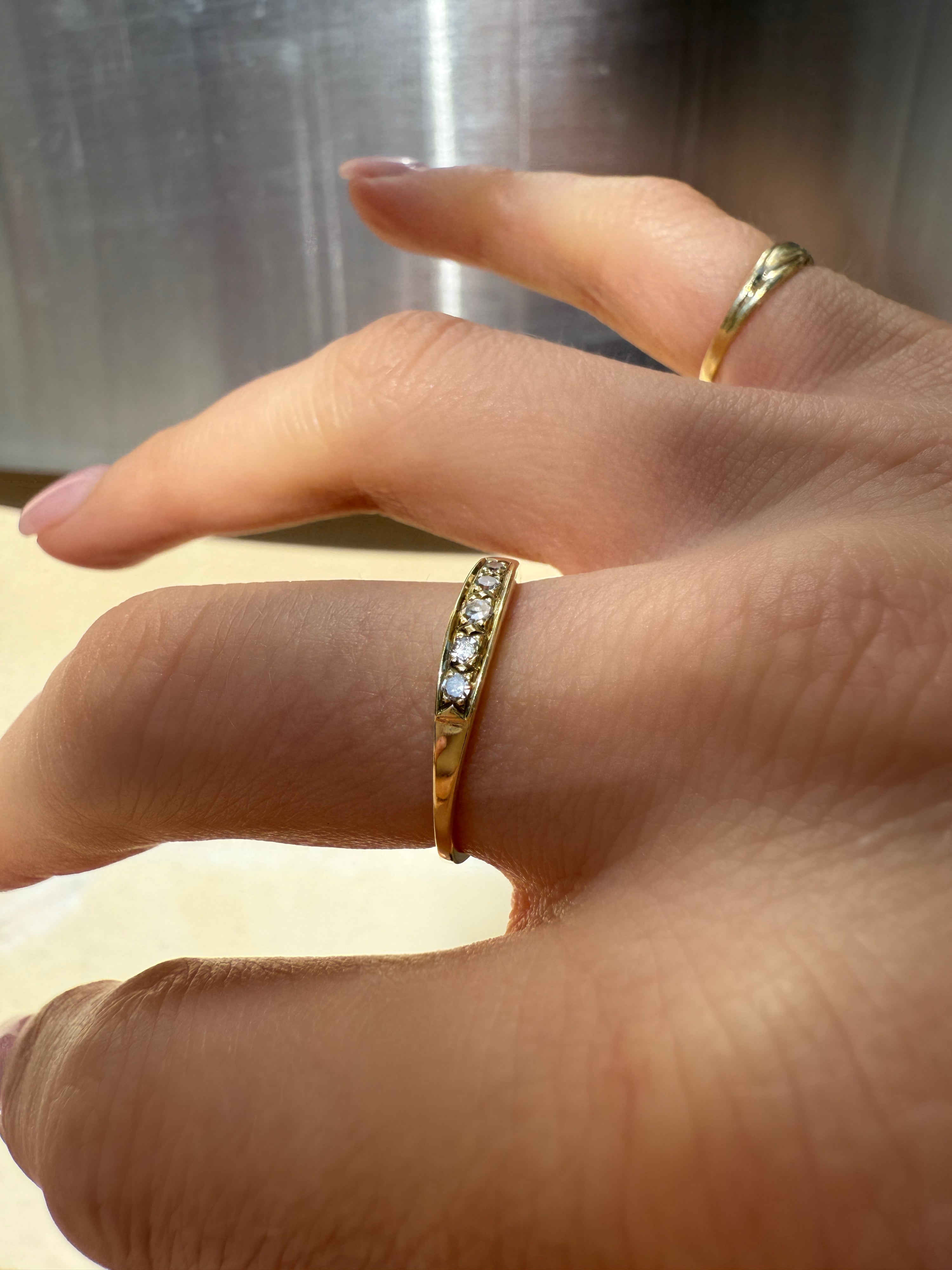 #1188 14k Ring with Pearls & Diamonds - Ring Size 58