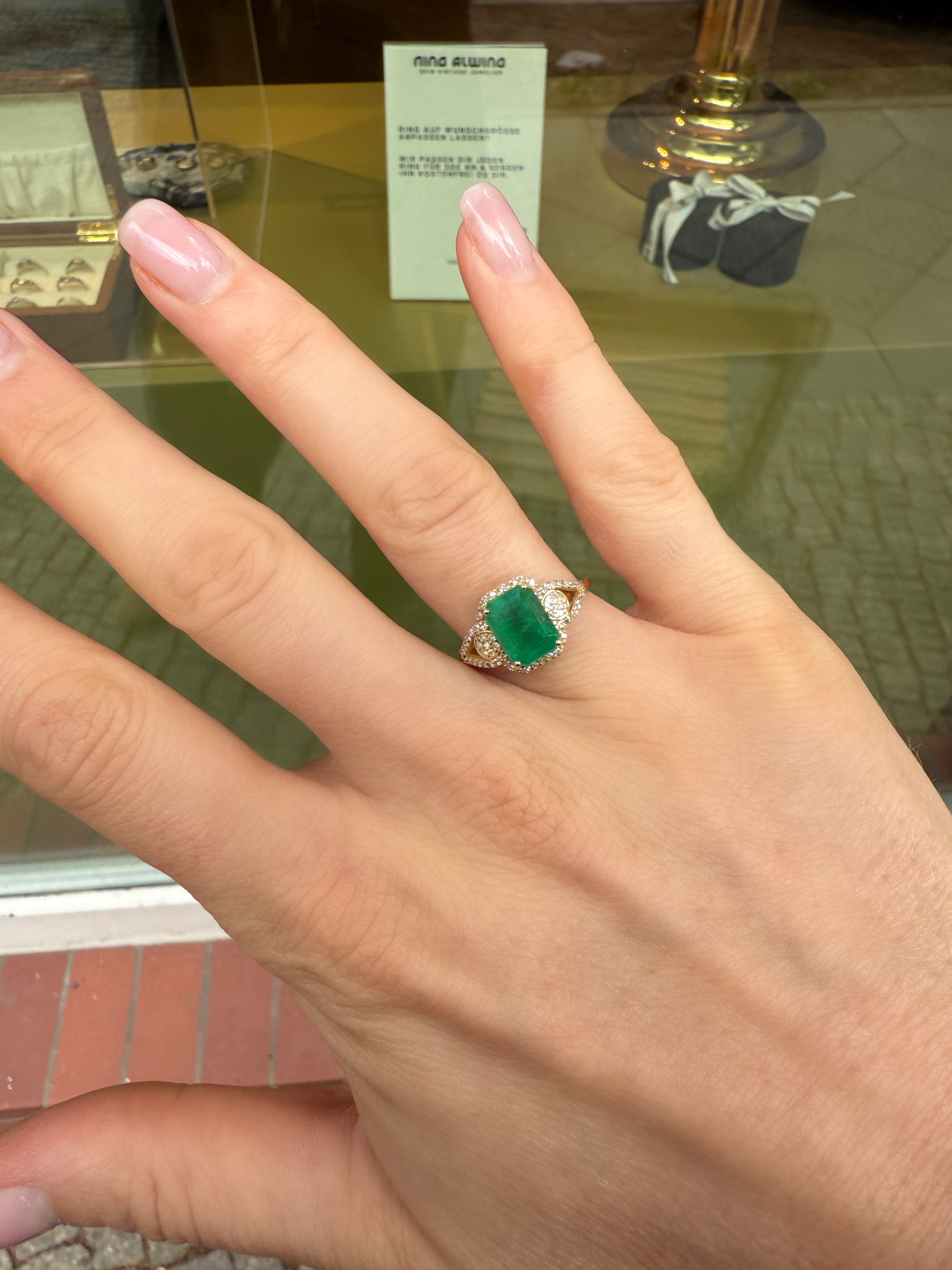 #1188 14k Ring with Pearls & Diamonds - Ring Size 58