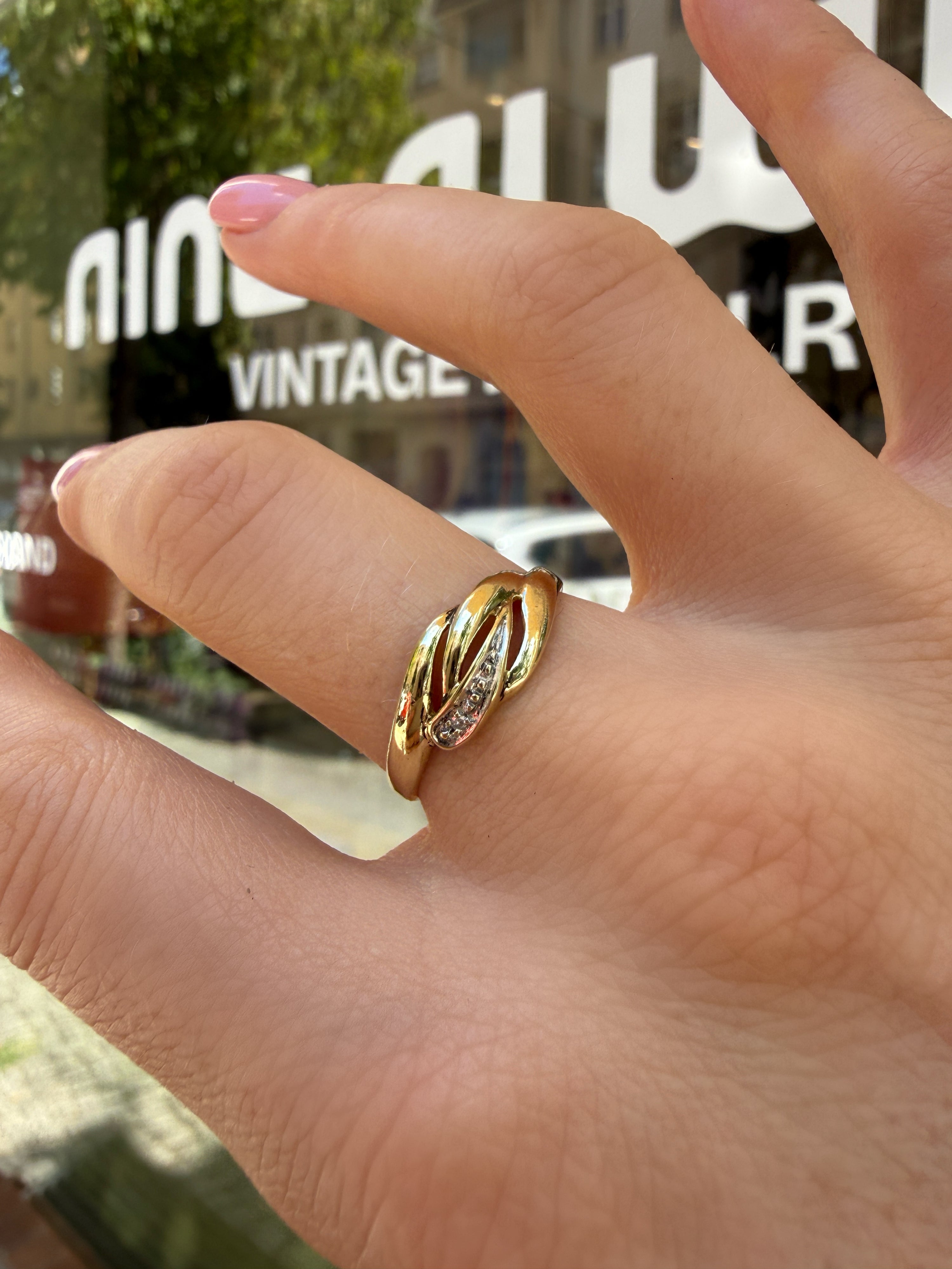 #1280 8k Ring mit Diamant - RG 56