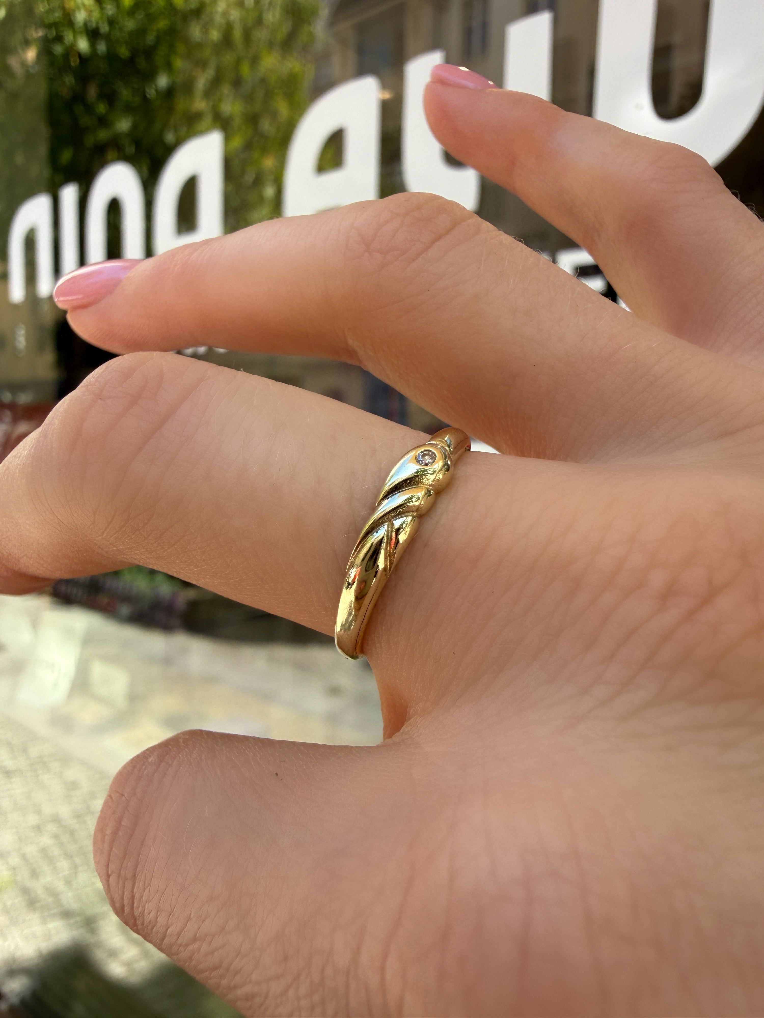 #1282 8k Ring mit Diamant - RG 57