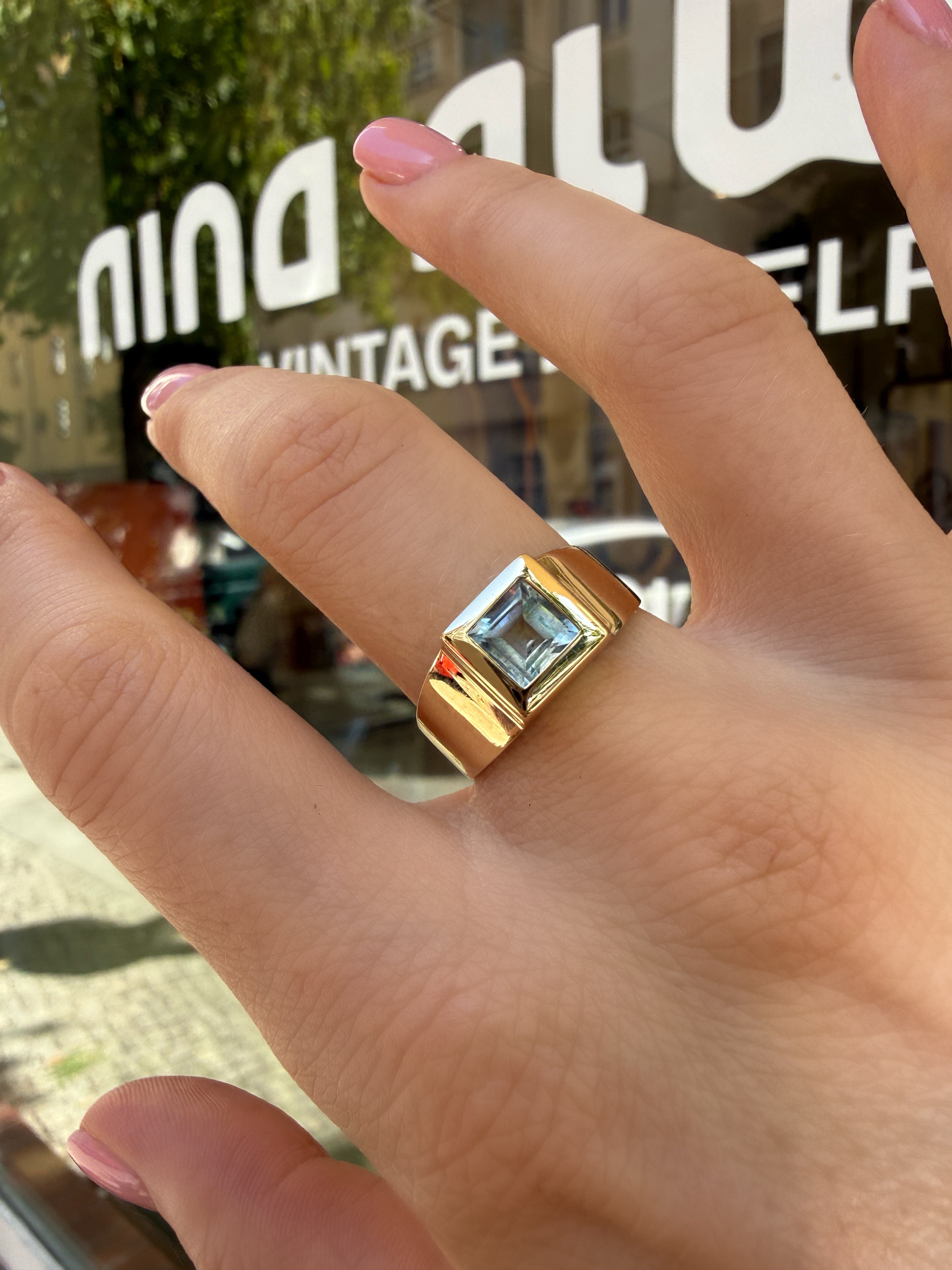 #1278 14k Ring mit Aquamarin - RG 60
