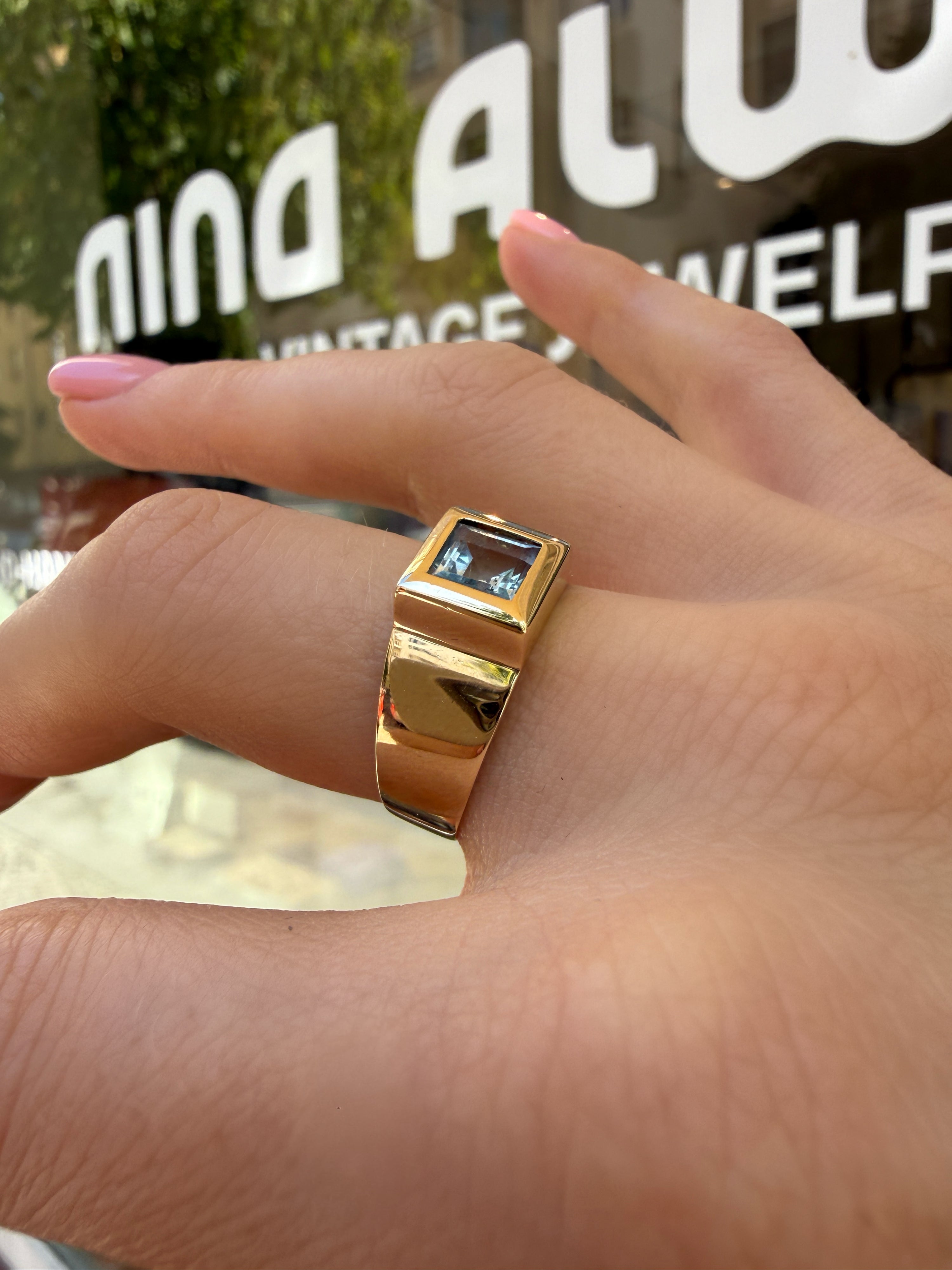 #1278 14k Ring mit Aquamarin - RG 60