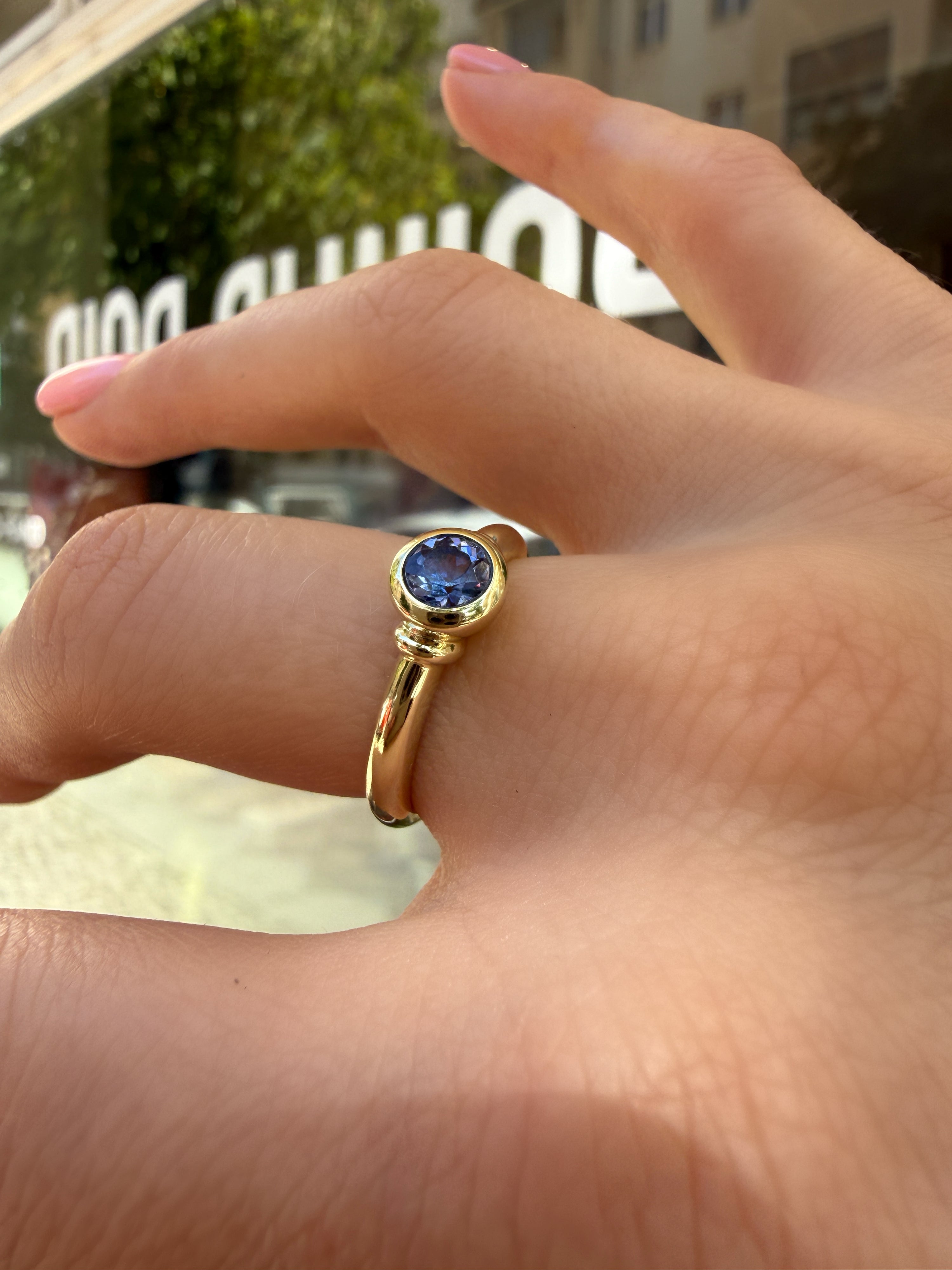 #1279 14k Ring mit Tansanit - RG 56