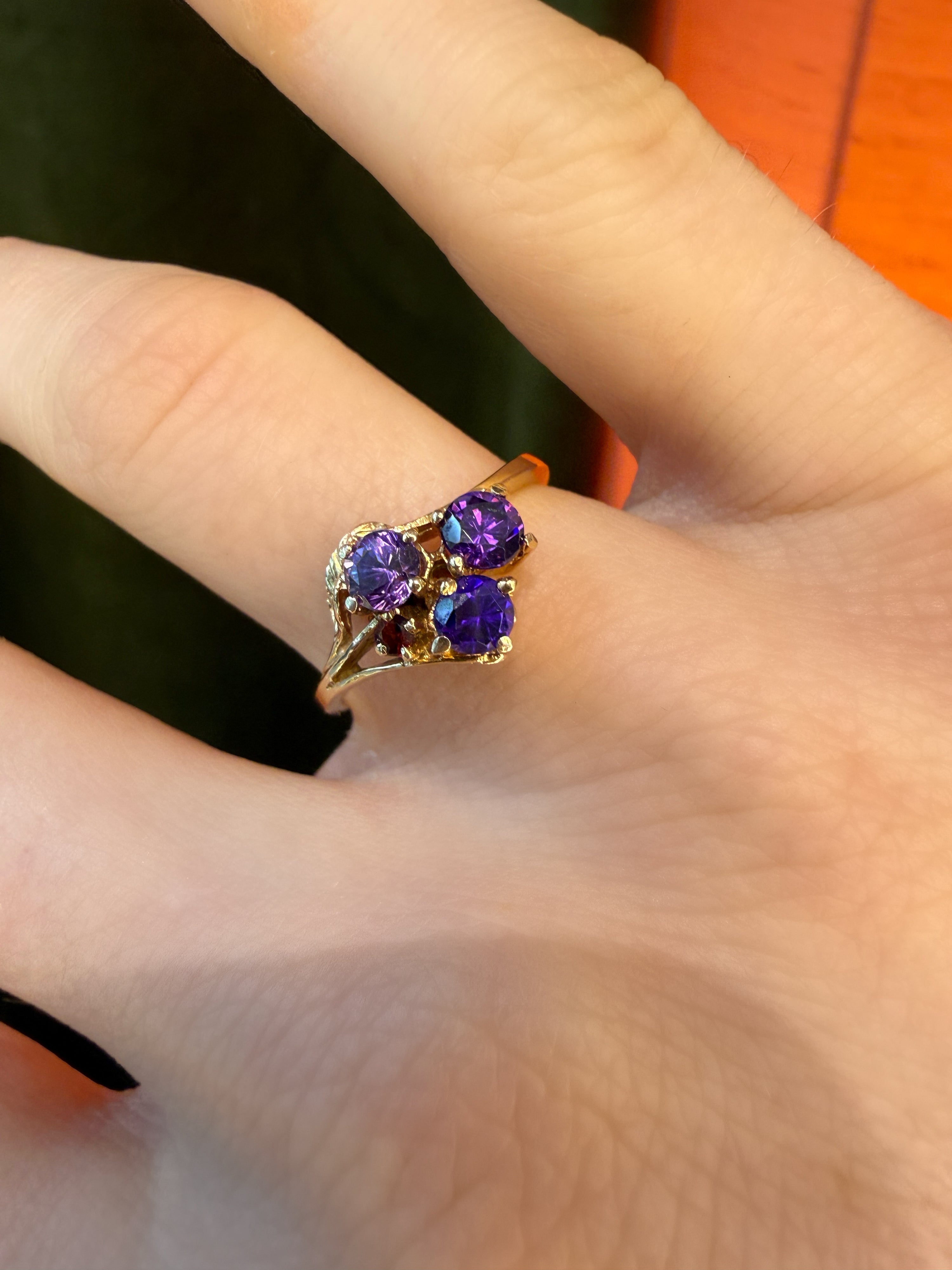 #1412 14k Ring with Ruby & Diamonds - Ring Size 55