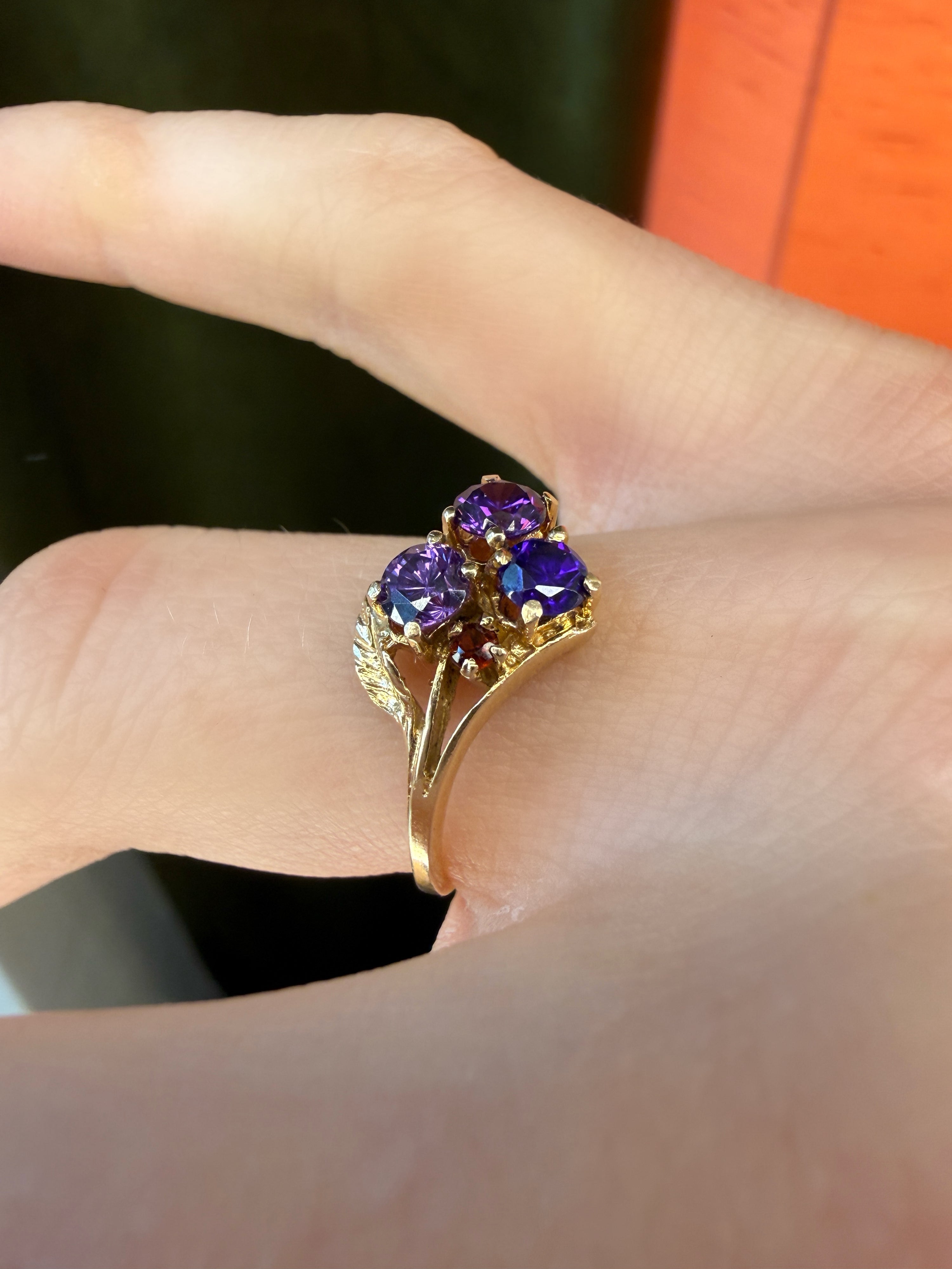 #1412 14k Ring with Ruby & Diamonds - Ring Size 55