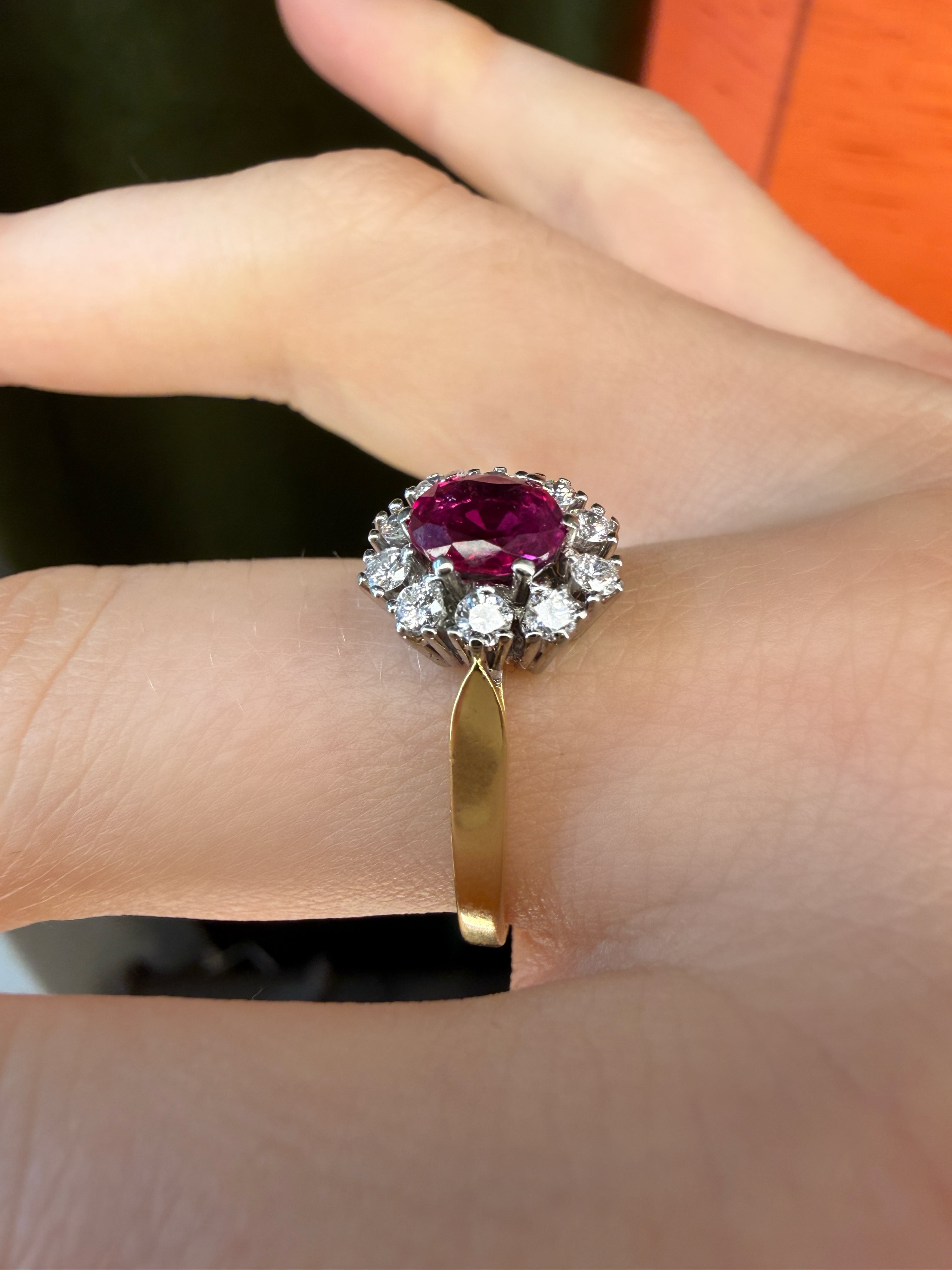 #1412 14k Ring with Ruby & Diamonds - Ring Size 55