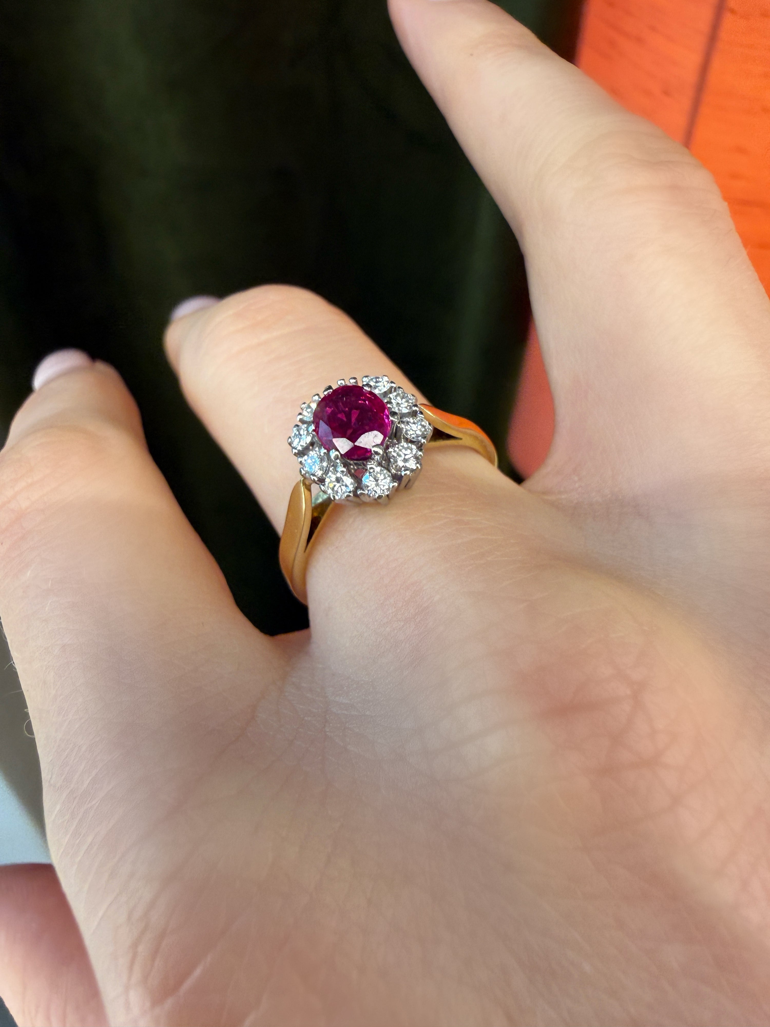 #1412 14k Ring with Ruby & Diamonds - Ring Size 55