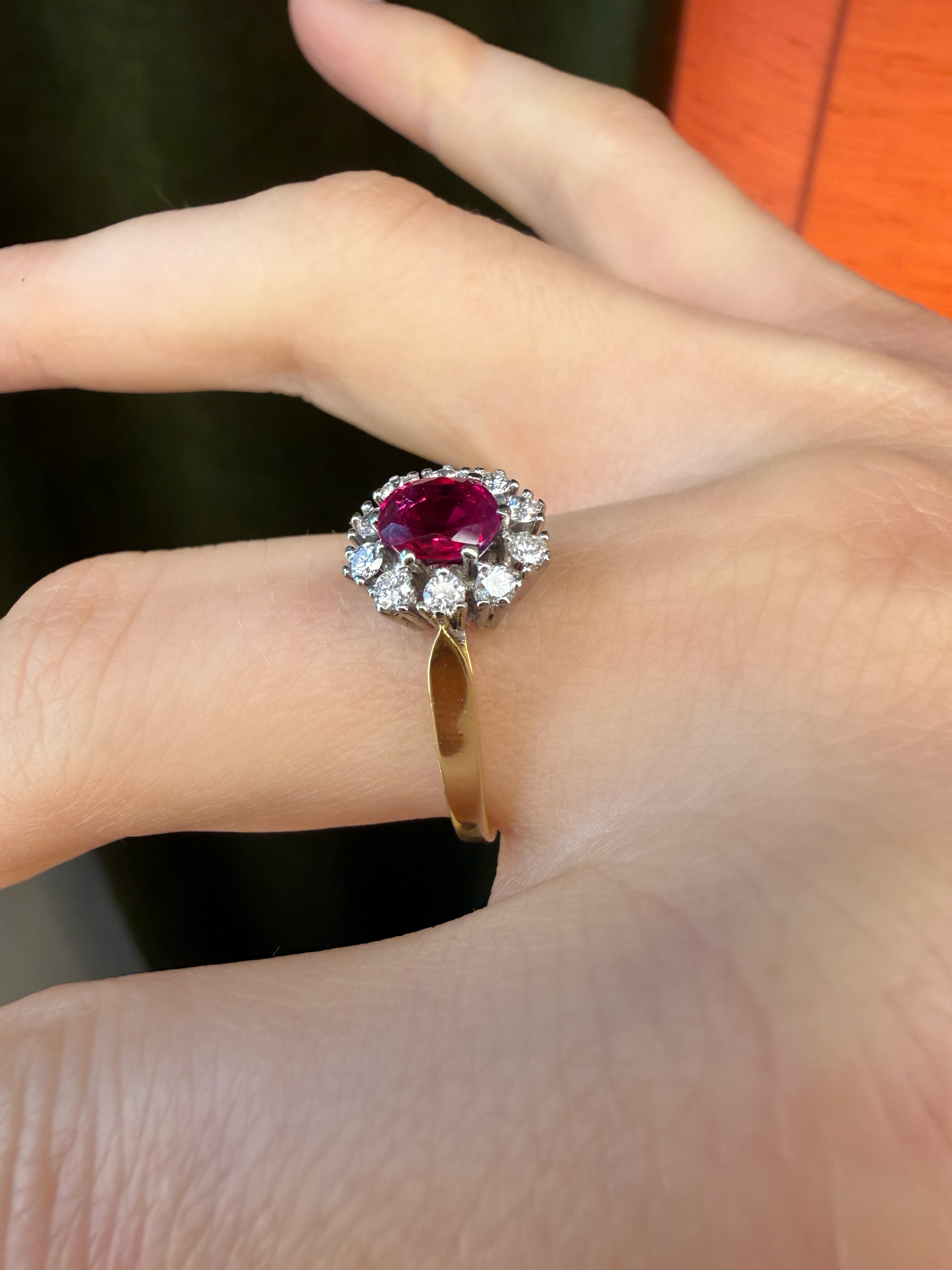 #1412 14k Ring with Ruby & Diamonds - Ring Size 55