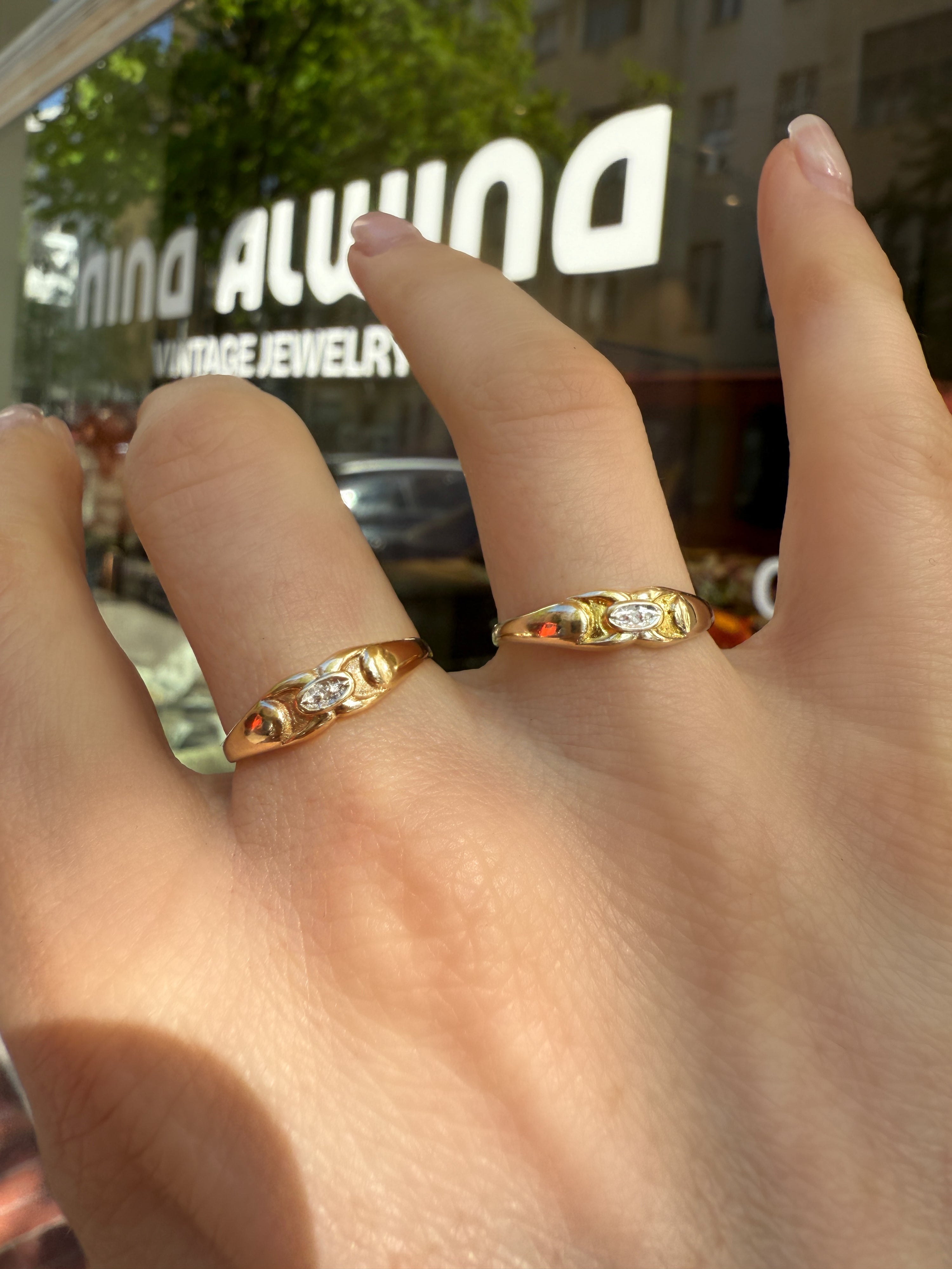 #950 8k Freundschaftsringe mit Diamant - RG 56 & 59