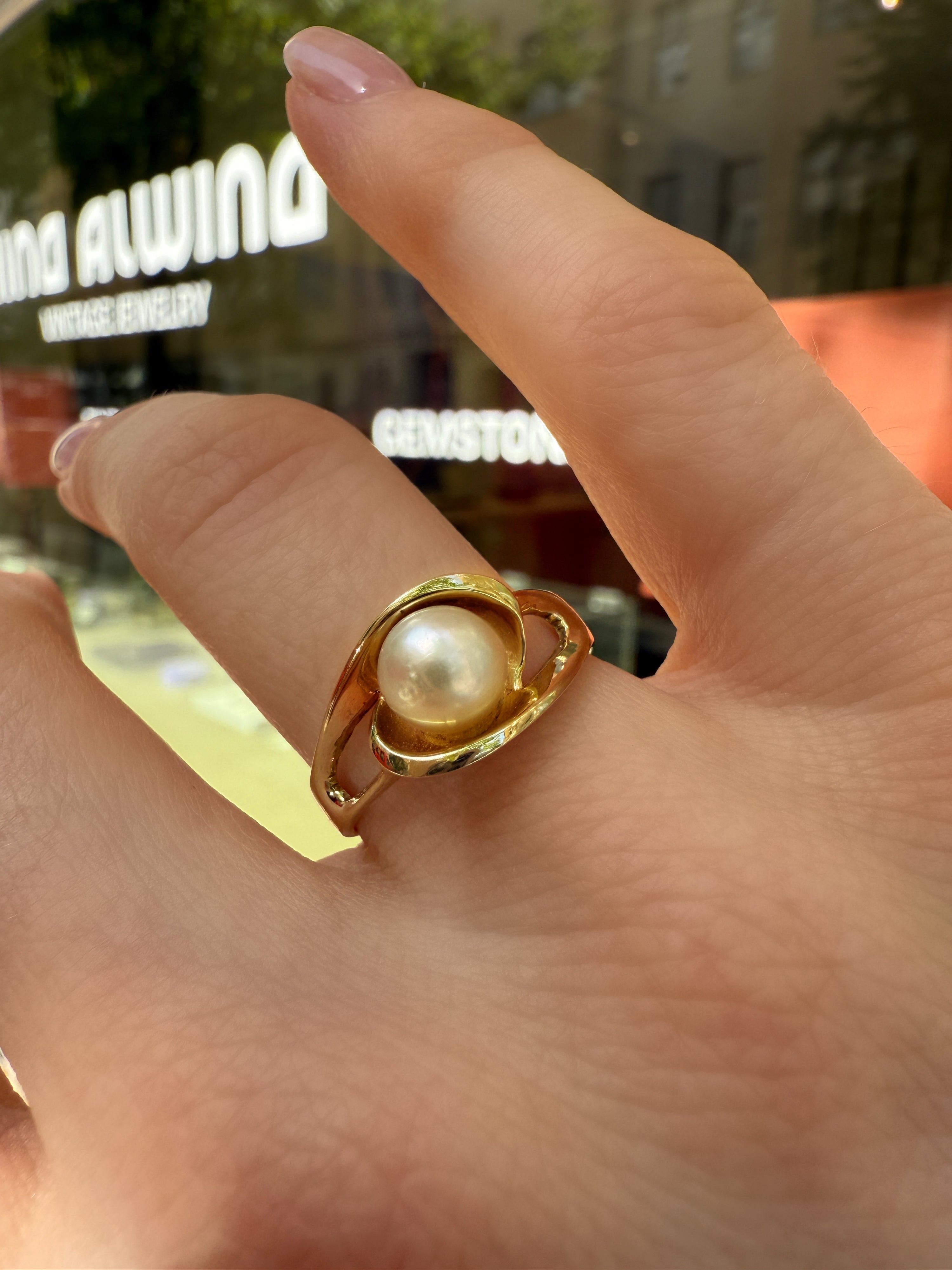 #927 14k Ring mit Perle - RG 53