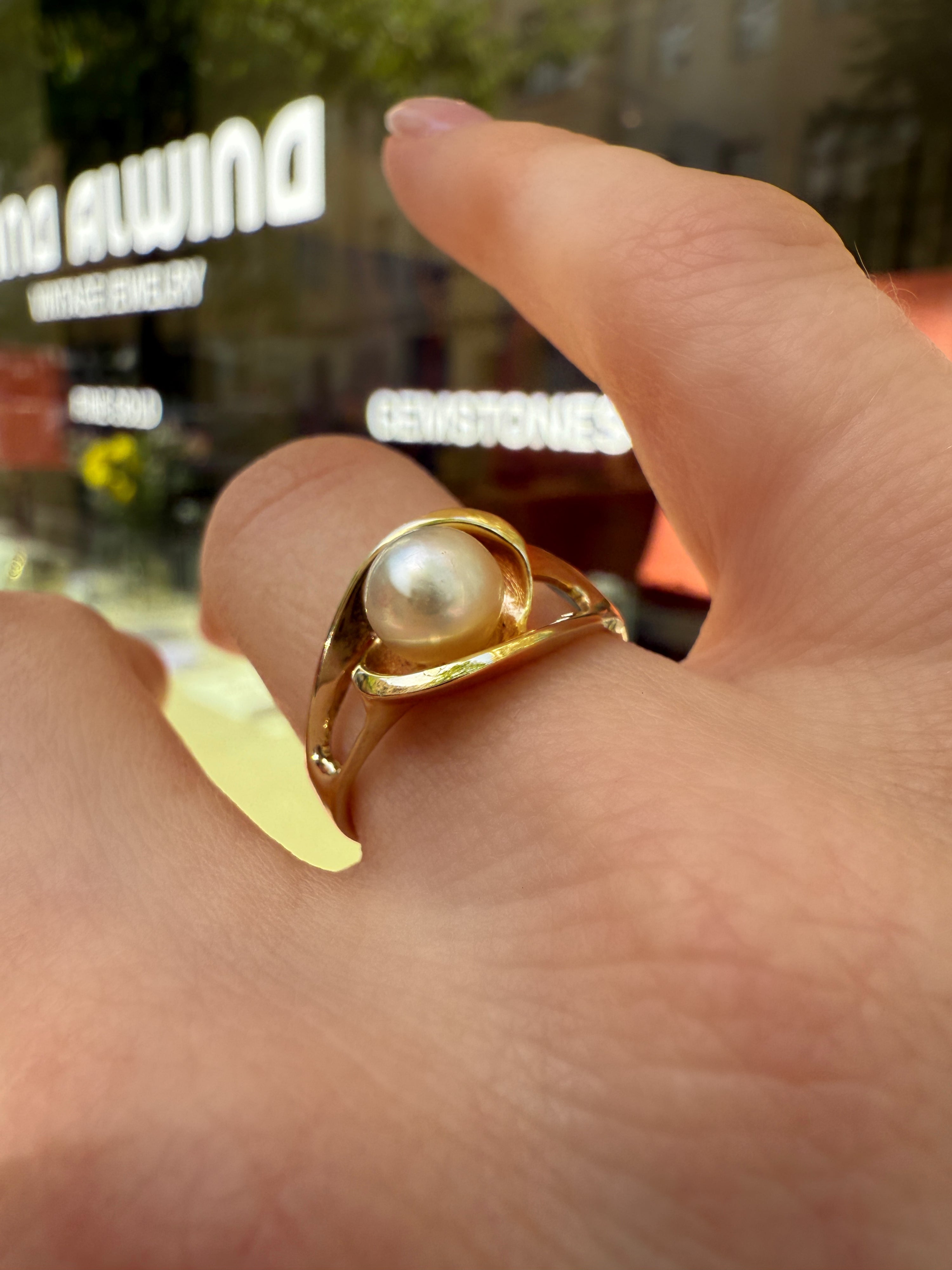 #927 14k Ring mit Perle - RG 53