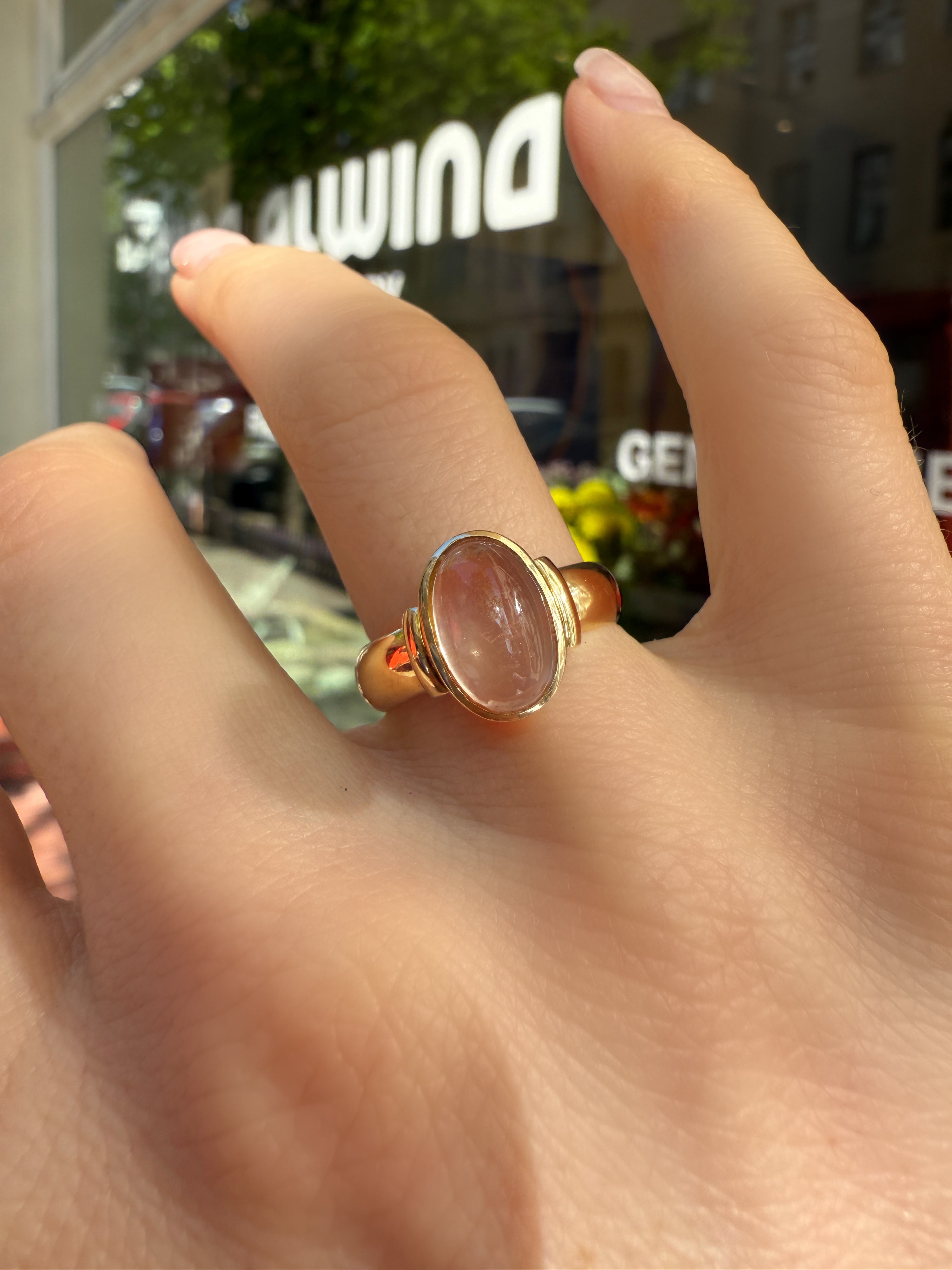 #963 Massiver 8k Ring mit Rosenquarz - RG 55